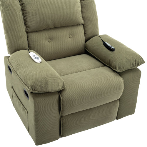 Massage Recliner,Power Lift Chair for Elderly with Adjustable Massage and Heating Function,Recliner Chair with Infinite Position and Side Pocket for Living Room (Old SKU:WF308781AAF),Green