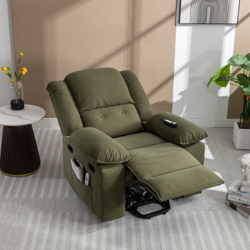 Massage Recliner,Power Lift Chair for Elderly with Adjustable Massage and Heating Function,Recliner Chair with Infinite Position and Side Pocket for Living Room (Old SKU:WF308781AAF),Green