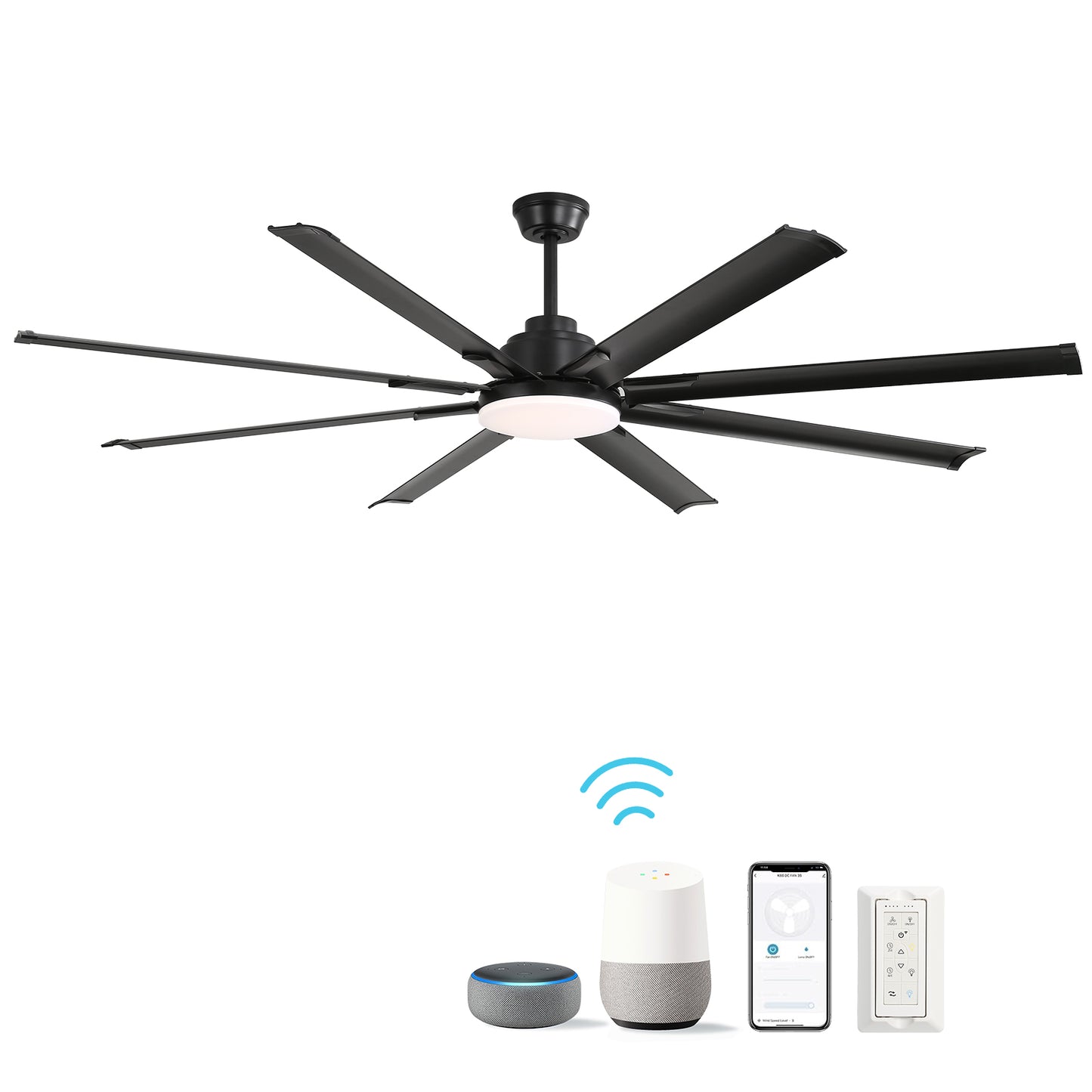 84 Inch Modern Large Design Ceiling Fans With Smart Remote Control 8 Fan Blades for Living Room