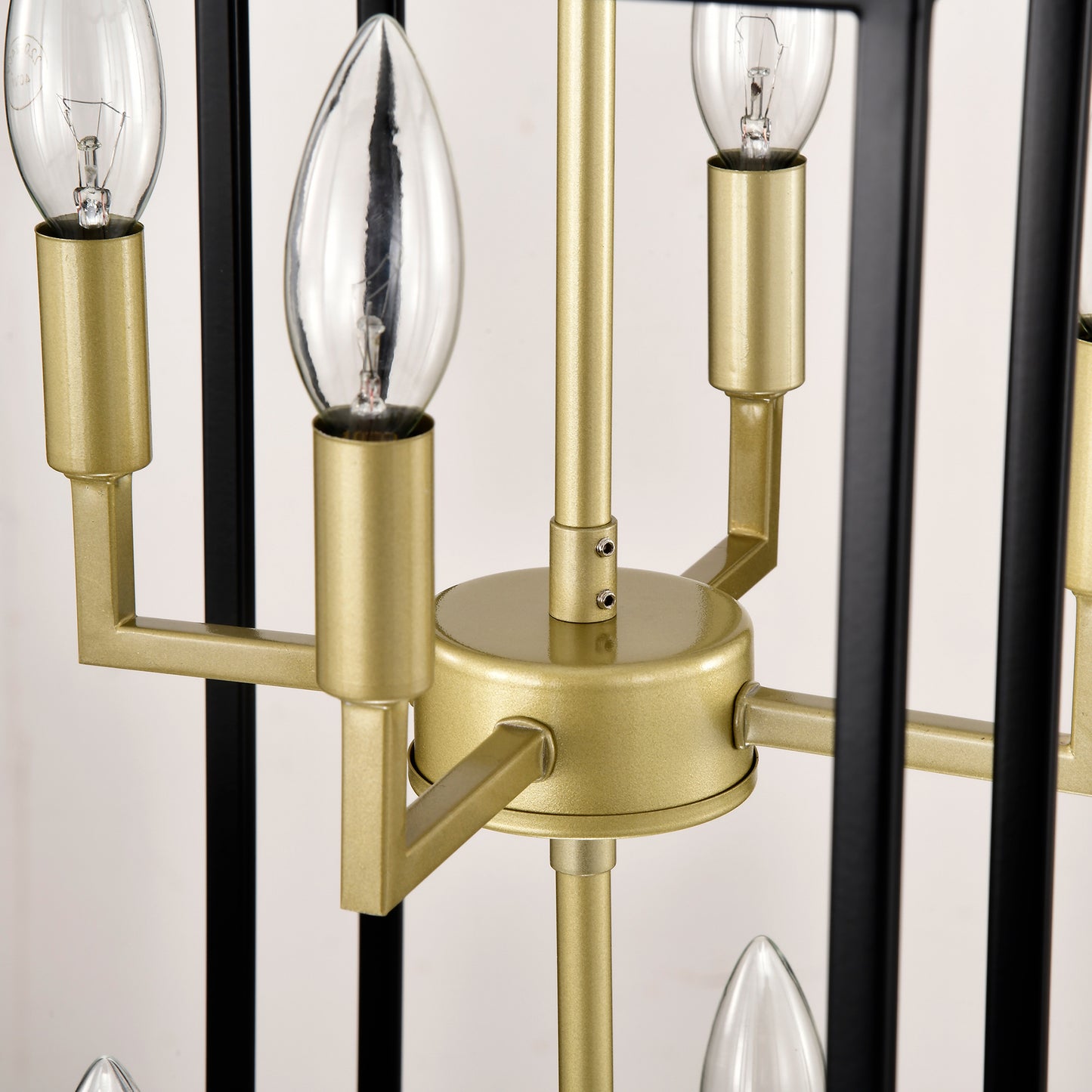 8-Light Metal Lantern Tiered Pendant Hanging Light Fixtures, Industrial Farmhouse Adjustable Height Chandeliers for Dining Room Hallway Foyer Entryway--Matte Black & Gold(E12 Bulbs Not Included)