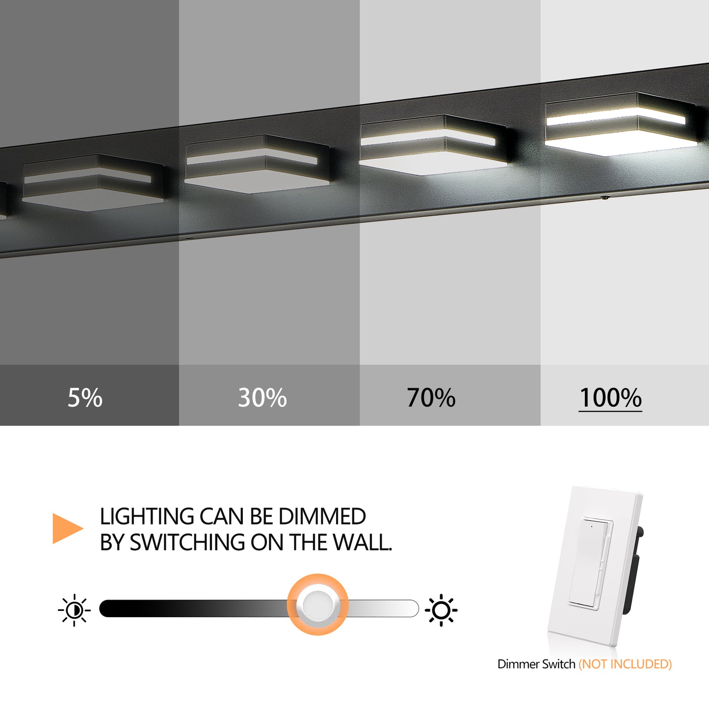 Modern Black LED Vanity Light, 6-Lights Wall Sconce for Bathroom and Mirror, Sleek Minimalist Design, Energy-Efficient, Easy to Install