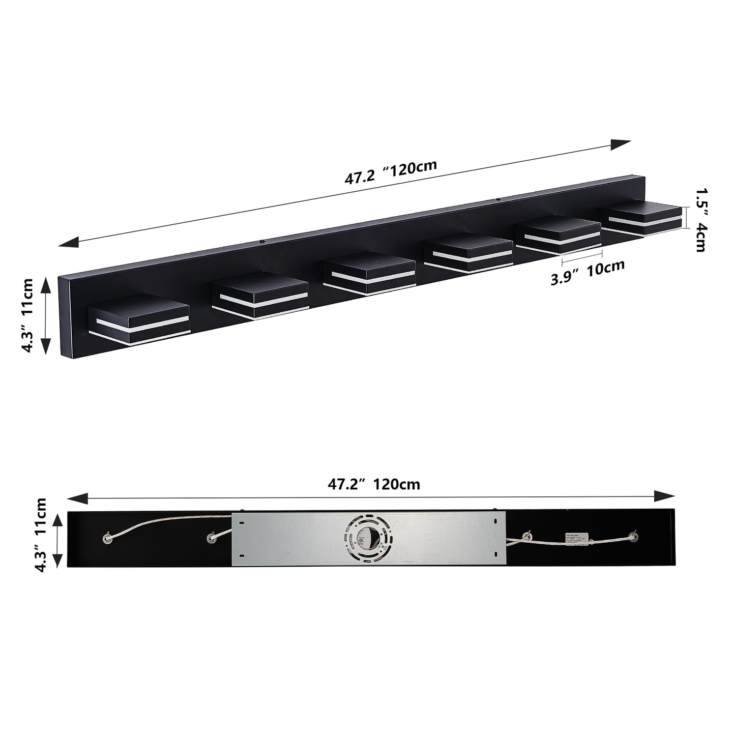 Modern Black LED Vanity Light, 6-Lights Wall Sconce for Bathroom and Mirror, Sleek Minimalist Design, Energy-Efficient, Easy to Install