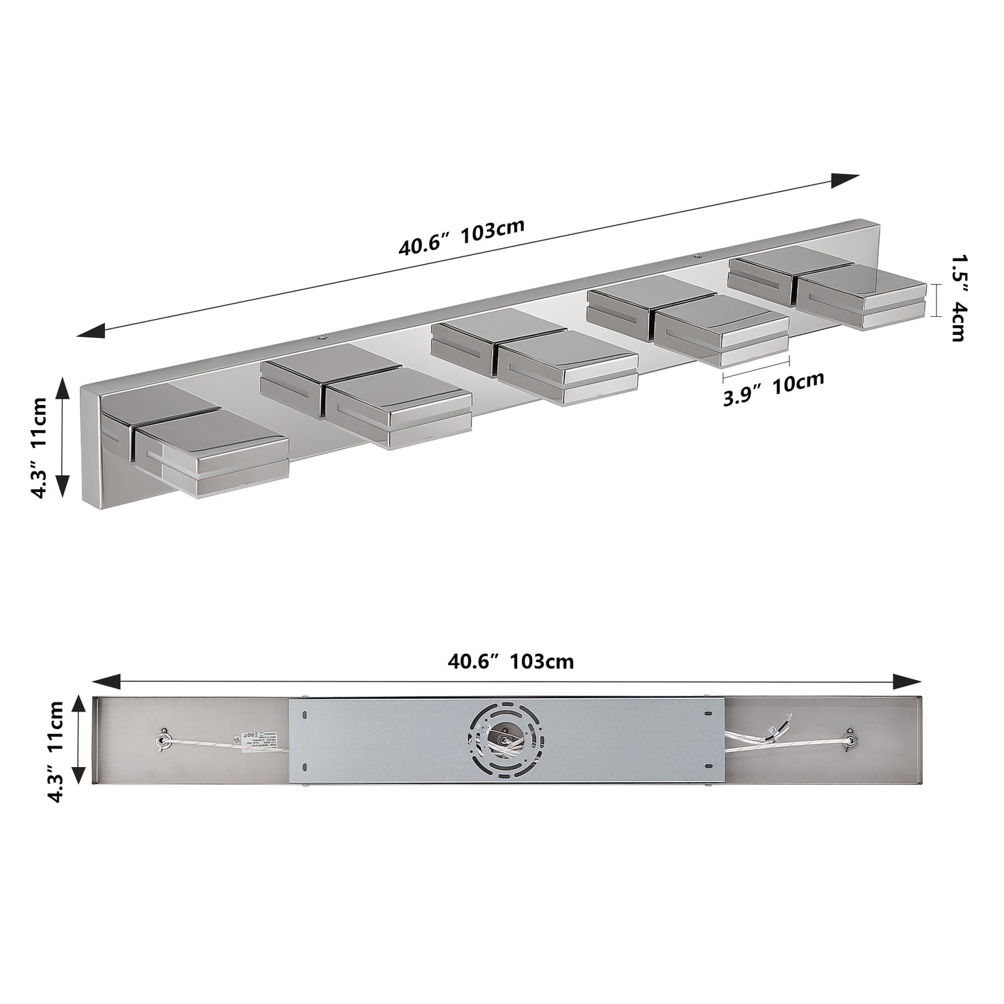 Modern Chrome LED Vanity Light, 5-Lights Wall Sconce for Bathroom and Mirror, Sleek Minimalist Design, Energy-Efficient, Easy to Install