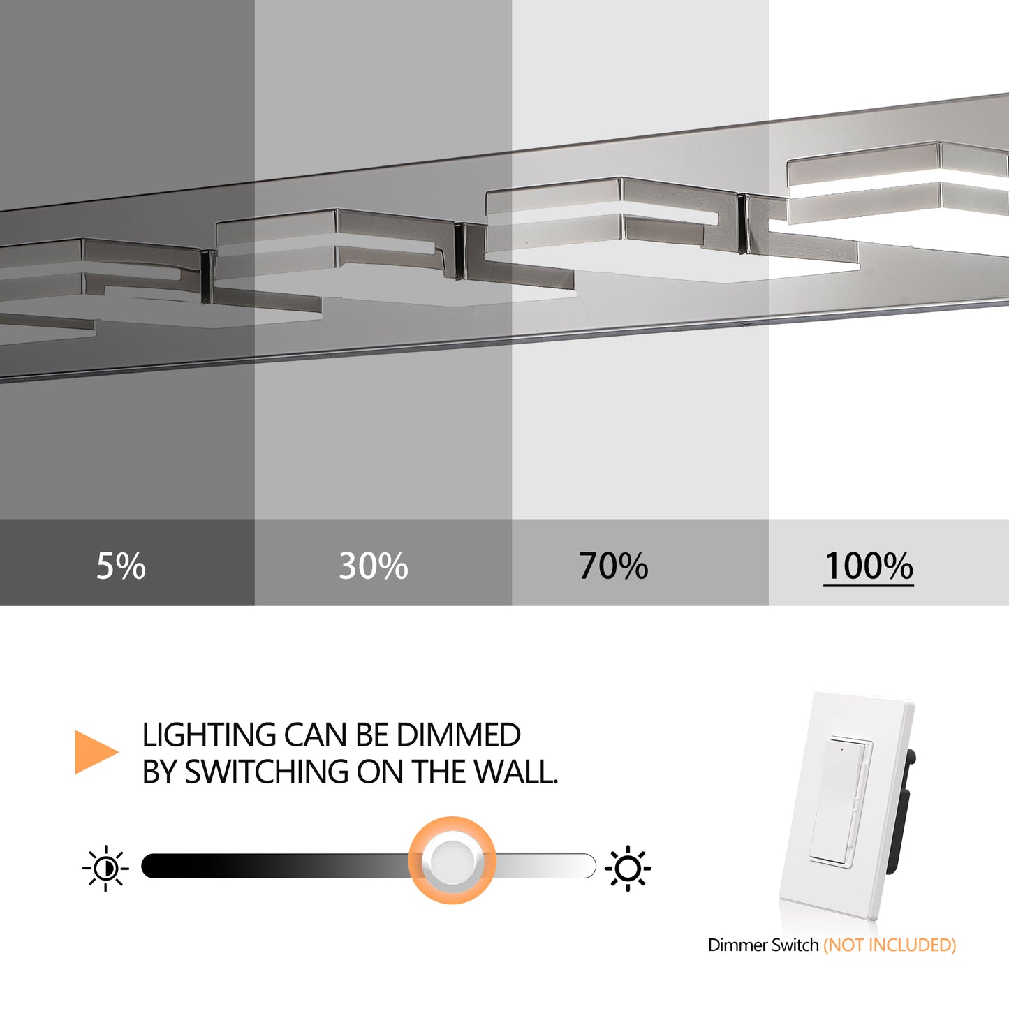 Modern Chrome LED Vanity Light, 5-Lights Wall Sconce for Bathroom and Mirror, Sleek Minimalist Design, Energy-Efficient, Easy to Install