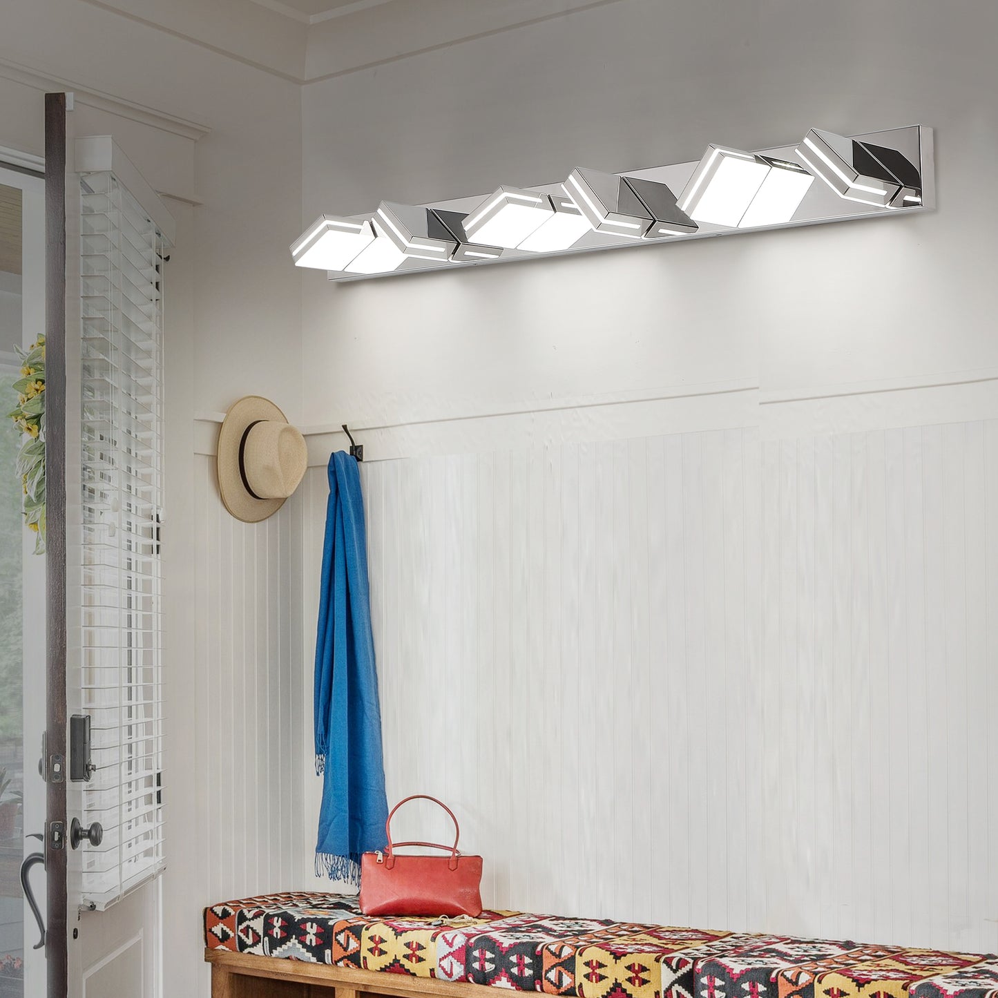 Modern Chrome LED Vanity Light, 6-Lights Wall Sconce for Bathroom and Mirror, Sleek Minimalist Design, Energy-Efficient, Easy to Install