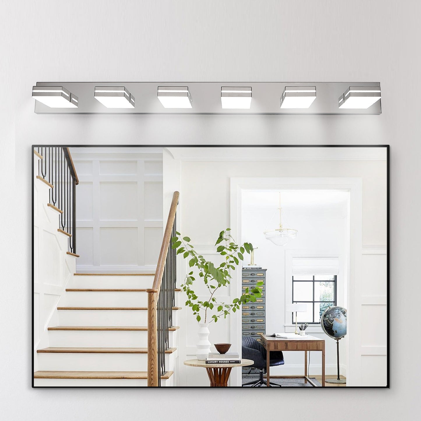 Modern Chrome LED Vanity Light, 6-Lights Wall Sconce for Bathroom and Mirror, Sleek Minimalist Design, Energy-Efficient, Easy to Install