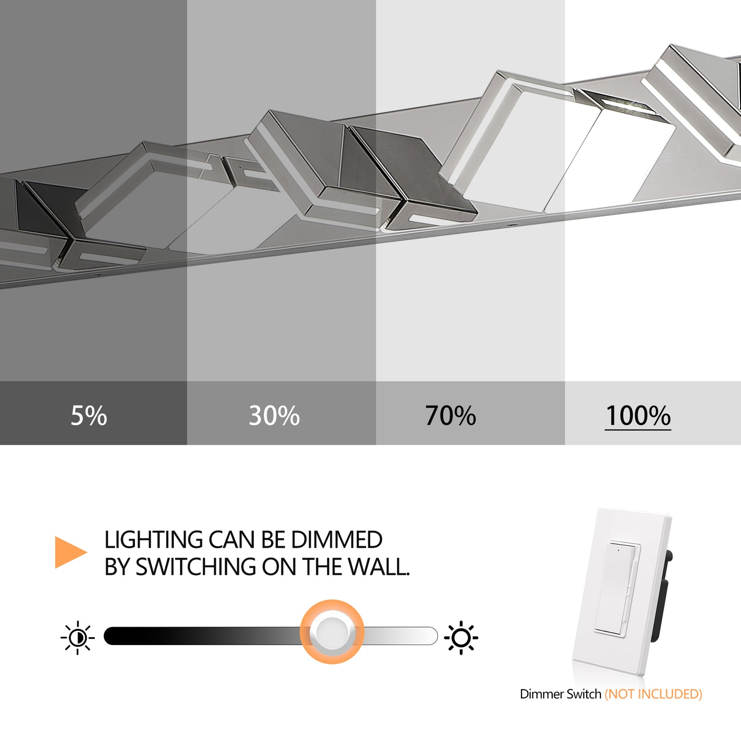Modern Chrome LED Vanity Light, 6-Lights Wall Sconce for Bathroom and Mirror, Sleek Minimalist Design, Energy-Efficient, Easy to Install