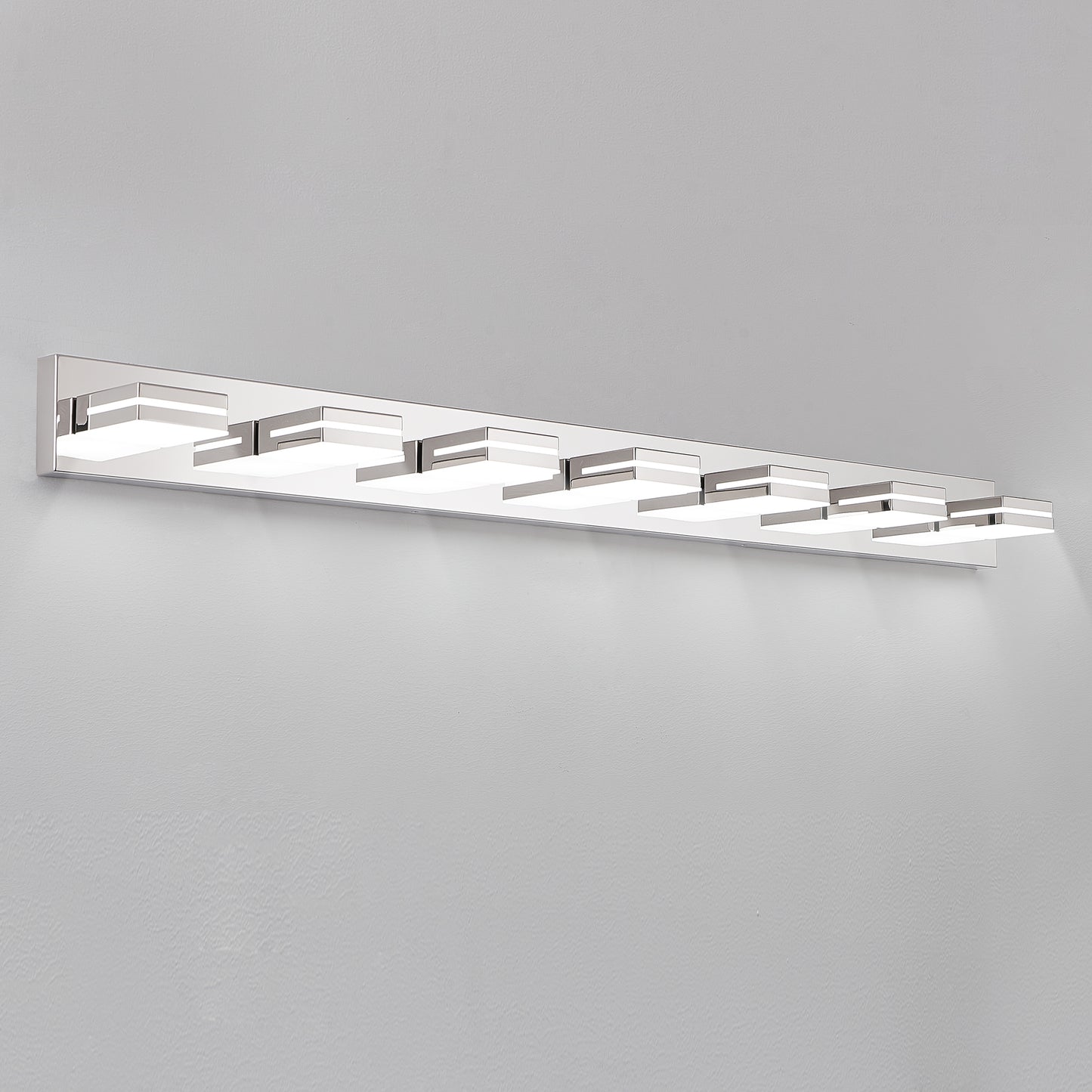 Modern Chrome LED Vanity Light, 6-Lights Wall Sconce for Bathroom and Mirror, Sleek Minimalist Design, Energy-Efficient, Easy to Install
