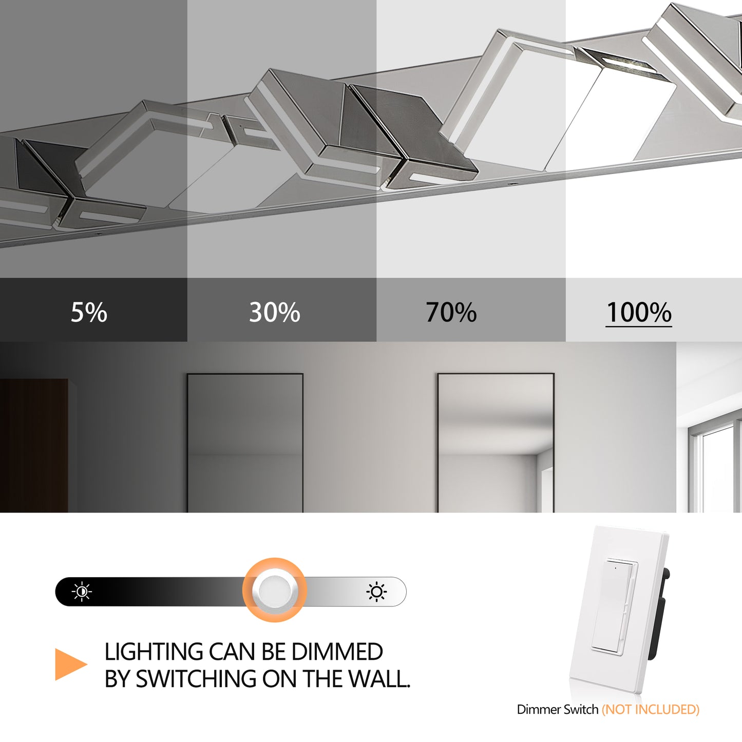 Modern Chrome LED Vanity Light, 7-Lights Wall Sconce for Bathroom and Mirror, Sleek Minimalist Design, Energy-Efficient, Easy to Install