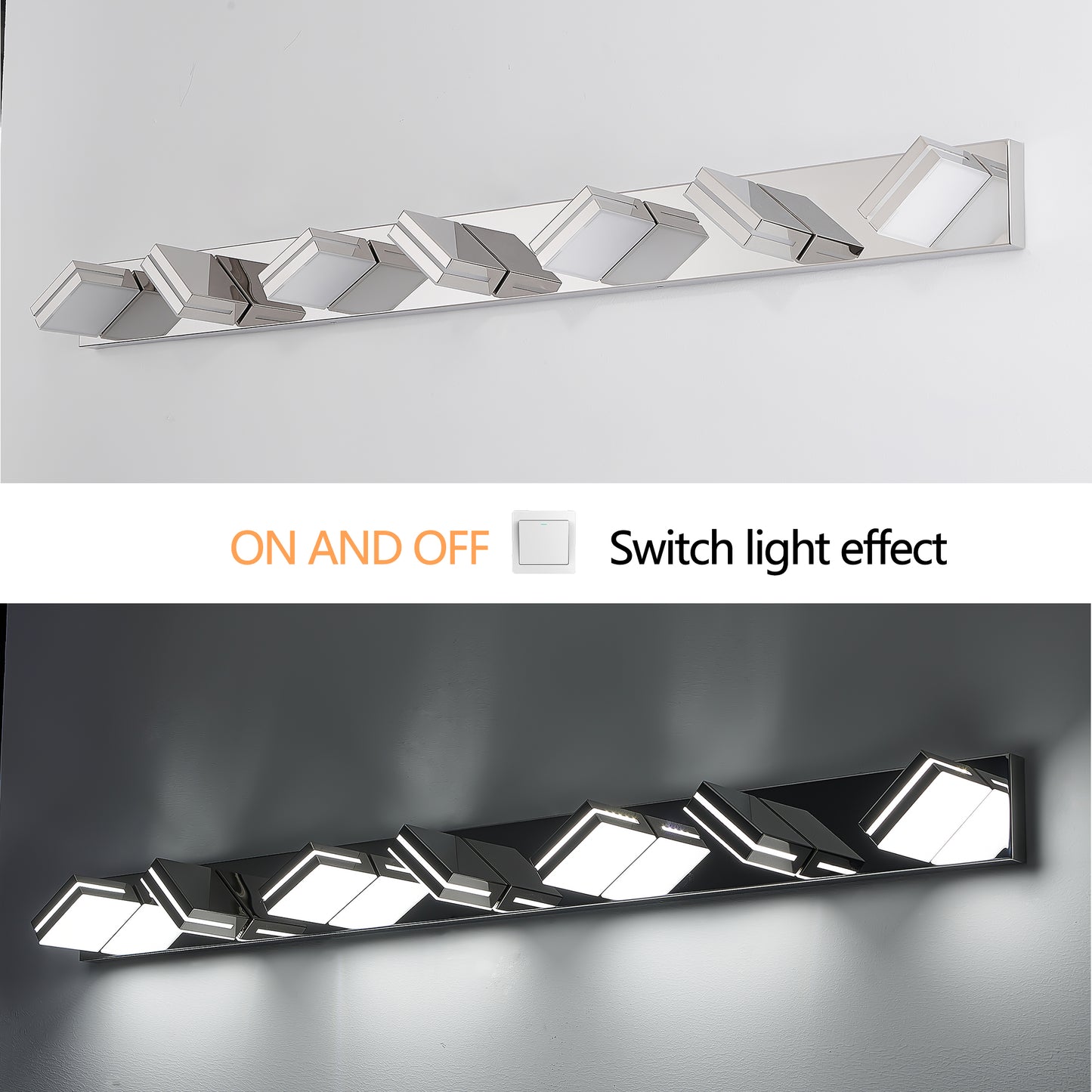 Modern Chrome LED Vanity Light, 7-Lights Wall Sconce for Bathroom and Mirror, Sleek Minimalist Design, Energy-Efficient, Easy to Install