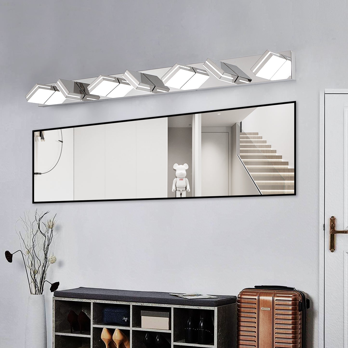 Modern Chrome LED Vanity Light, 7-Lights Wall Sconce for Bathroom and Mirror, Sleek Minimalist Design, Energy-Efficient, Easy to Install