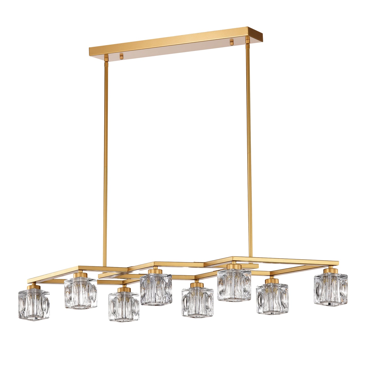 Crystal Chandelier for Dining Room, 8-Light Kitchen Chandelier Light Fixture Modern Metal Industrial Chandeliers for Farmhouse Entryway Living Room--Matte Gold (8*G9 Bulbs Included)