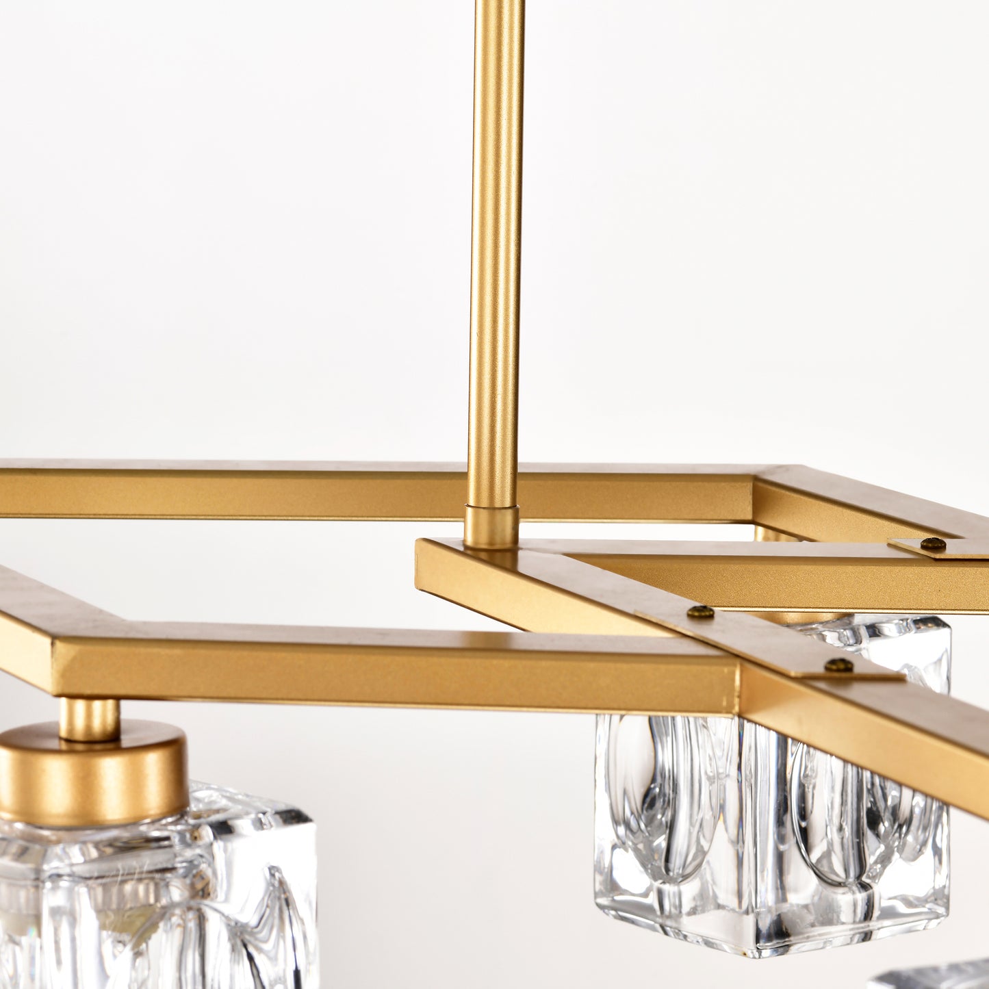 Crystal Chandelier for Dining Room, 8-Light Kitchen Chandelier Light Fixture Modern Metal Industrial Chandeliers for Farmhouse Entryway Living Room--Matte Gold (8*G9 Bulbs Included)