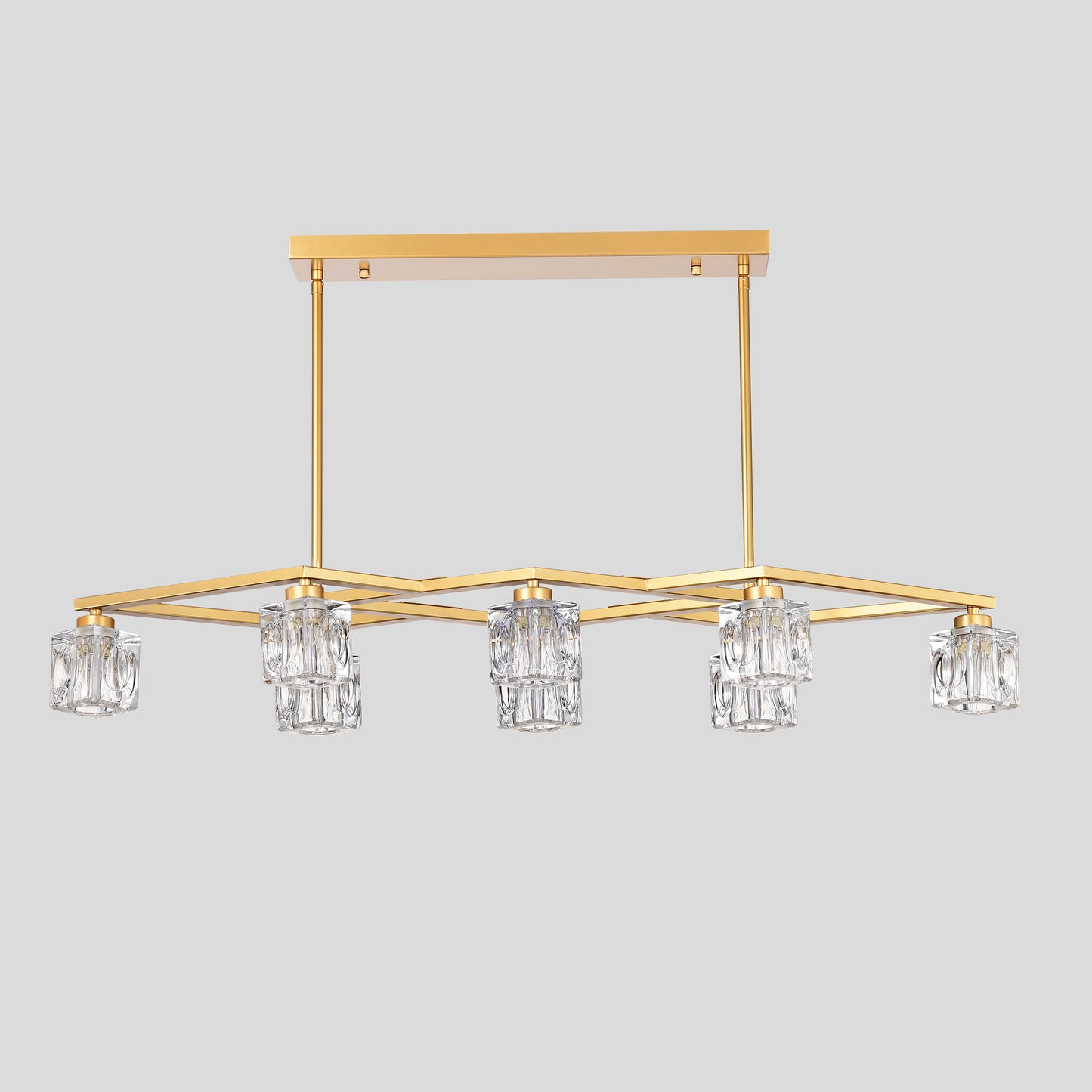 Crystal Chandelier for Dining Room, 8-Light Kitchen Chandelier Light Fixture Modern Metal Industrial Chandeliers for Farmhouse Entryway Living Room--Matte Gold (8*G9 Bulbs Included)