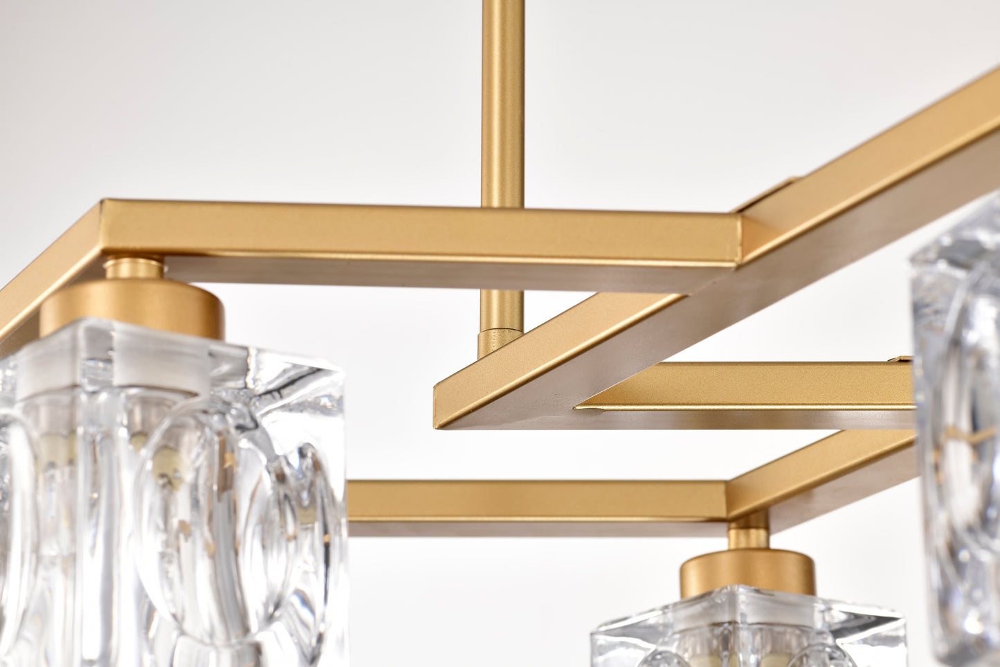 Crystal Chandelier for Dining Room, 8-Light Kitchen Chandelier Light Fixture Modern Metal Industrial Chandeliers for Farmhouse Entryway Living Room--Matte Gold (8*G9 Bulbs Included)