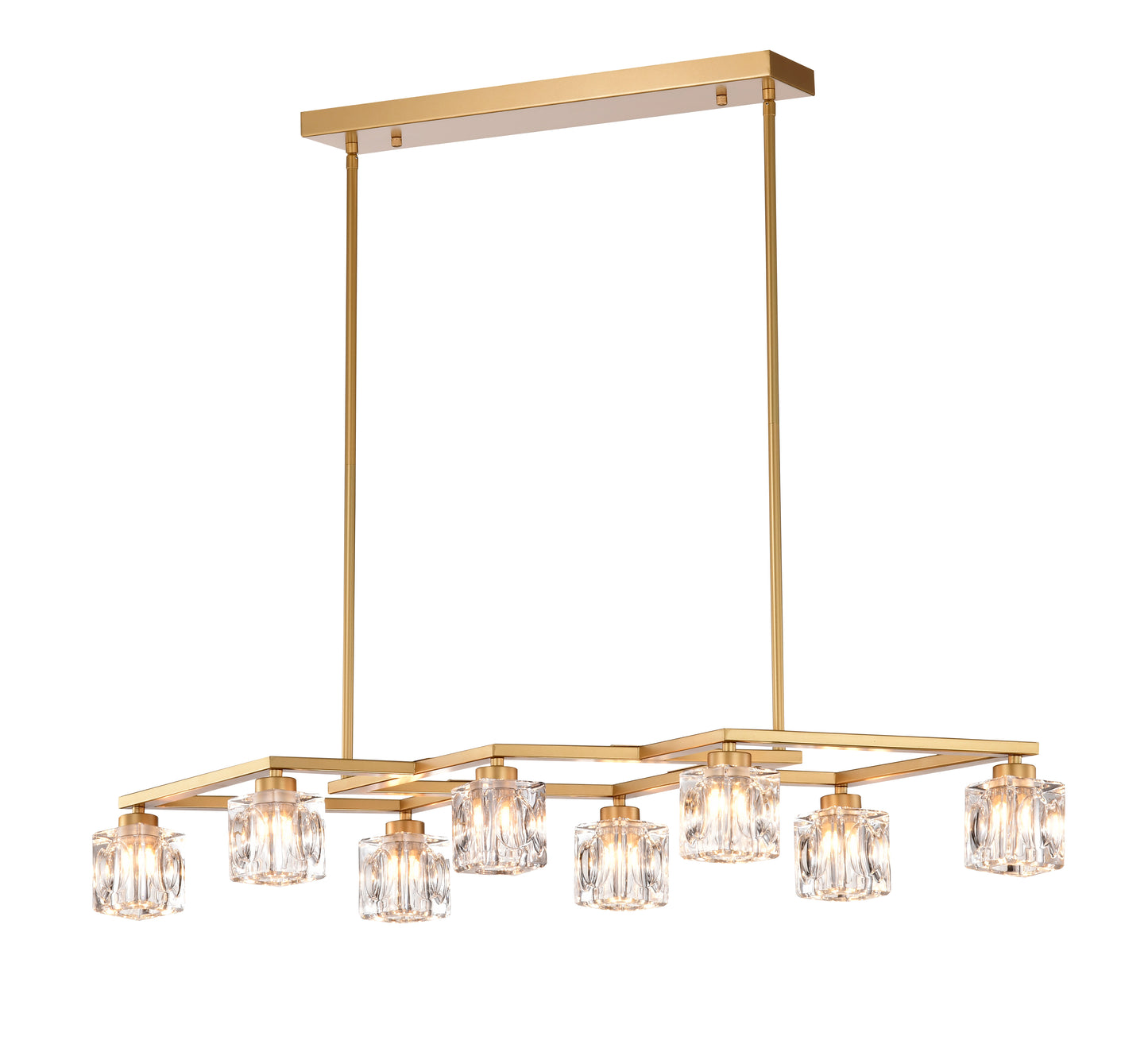 Crystal Chandelier for Dining Room, 8-Light Kitchen Chandelier Light Fixture Modern Metal Industrial Chandeliers for Farmhouse Entryway Living Room--Matte Gold (8*G9 Bulbs Included)