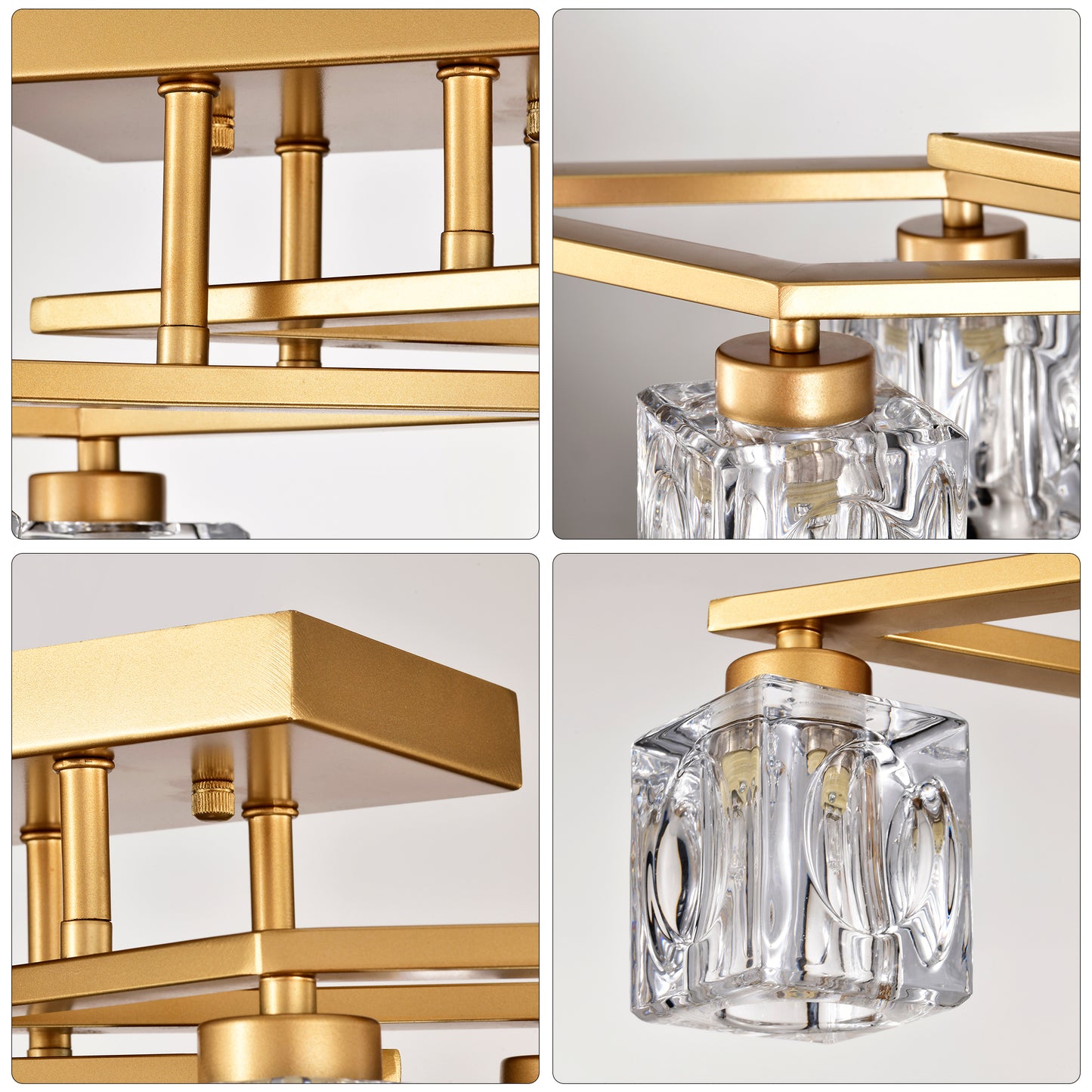 6-Light Crystal Ceiling Light for Dining Room, Modern Ceiling Lamp with Light Fixture For Entryway, Lobby, Kitchen, Bedroom, Living Room, Conference Room, (6*G9 Bulbs Included)--Gold