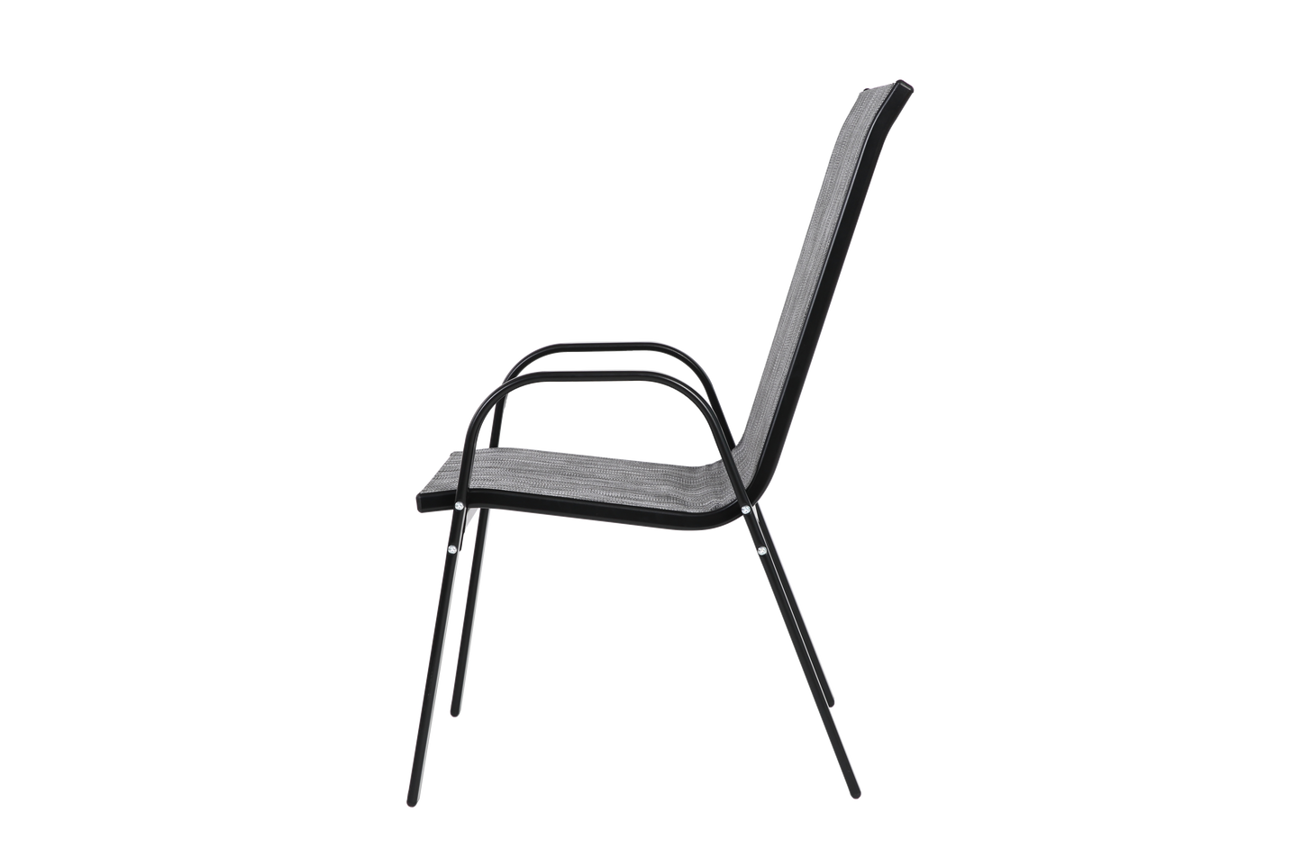 4 Piece Patio Chairs, Outdoor Camping Chairs with Breathable Textilene Fabric, Set of 2 Garden Chairs with Armrest High Backrest for Garden Patio Pool Beach Yard Space Saving ( Grey)