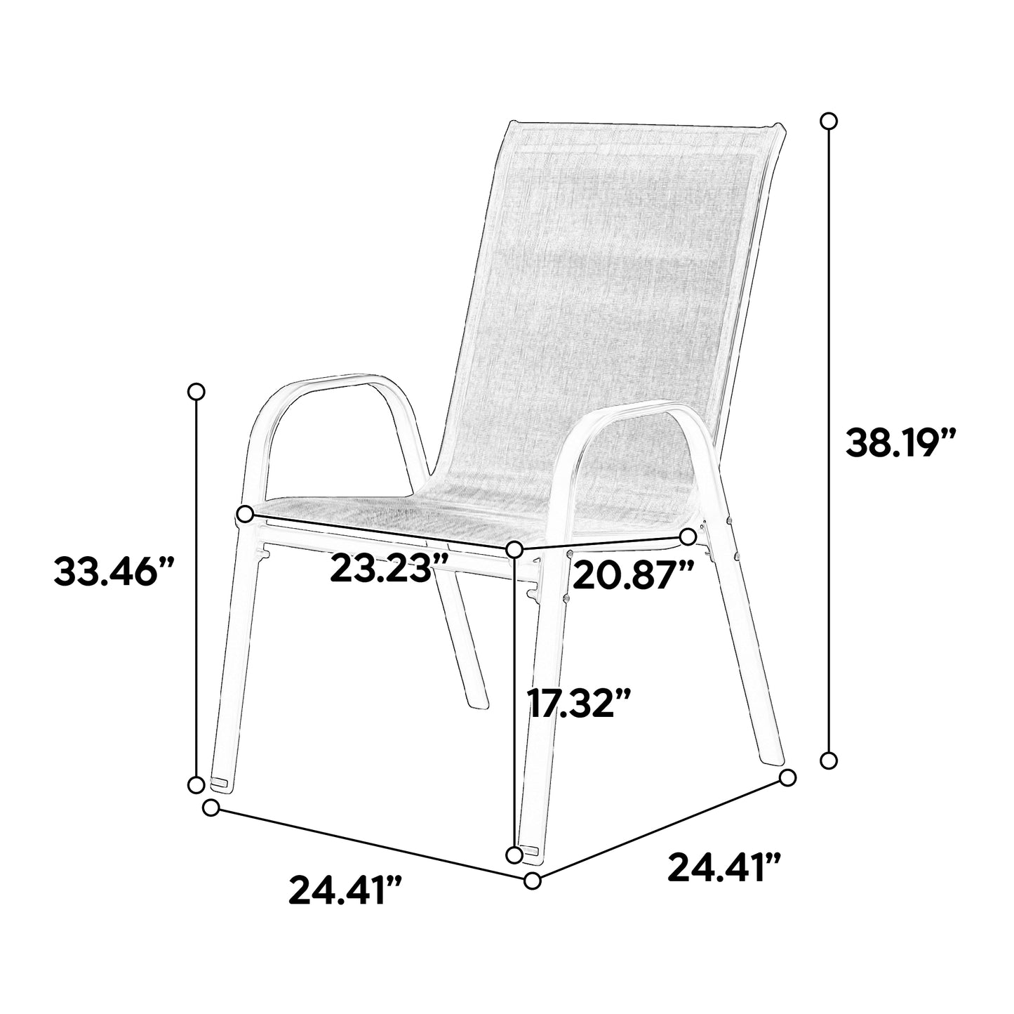 4 Piece Patio Chairs, Outdoor Camping Chairs with Breathable Textilene Fabric, Set of 2 Garden Chairs with Armrest High Backrest for Garden Patio Pool Beach Yard Space Saving ( Brown)