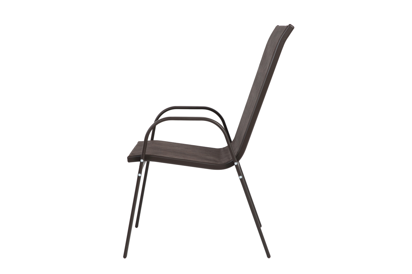 4 Piece Patio Chairs, Outdoor Camping Chairs with Breathable Textilene Fabric, Set of 2 Garden Chairs with Armrest High Backrest for Garden Patio Pool Beach Yard Space Saving ( Brown)