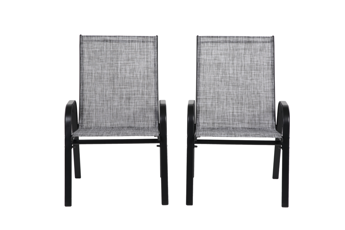 2 Piece Patio Chairs, Outdoor Camping Chairs with Breathable Textilene Fabric, Set of 2 Garden Chairs with Armrest High Backrest for Garden Patio Pool Beach Yard Space Saving ( Grey)