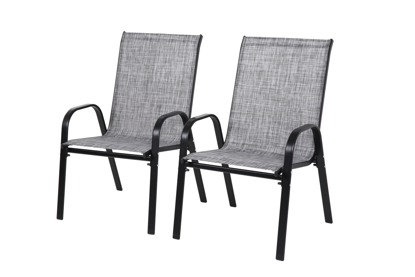2 Piece Patio Chairs, Outdoor Camping Chairs with Breathable Textilene Fabric, Set of 2 Garden Chairs with Armrest High Backrest for Garden Patio Pool Beach Yard Space Saving ( Grey)