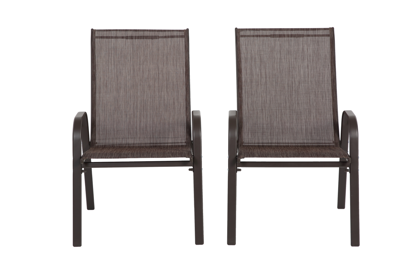 2 Piece Patio Chairs, Outdoor Camping Chairs with Breathable Textilene Fabric, Set of 2 Garden Chairs with Armrest High Backrest for Garden Patio Pool Beach Yard Space Saving ( Brown)