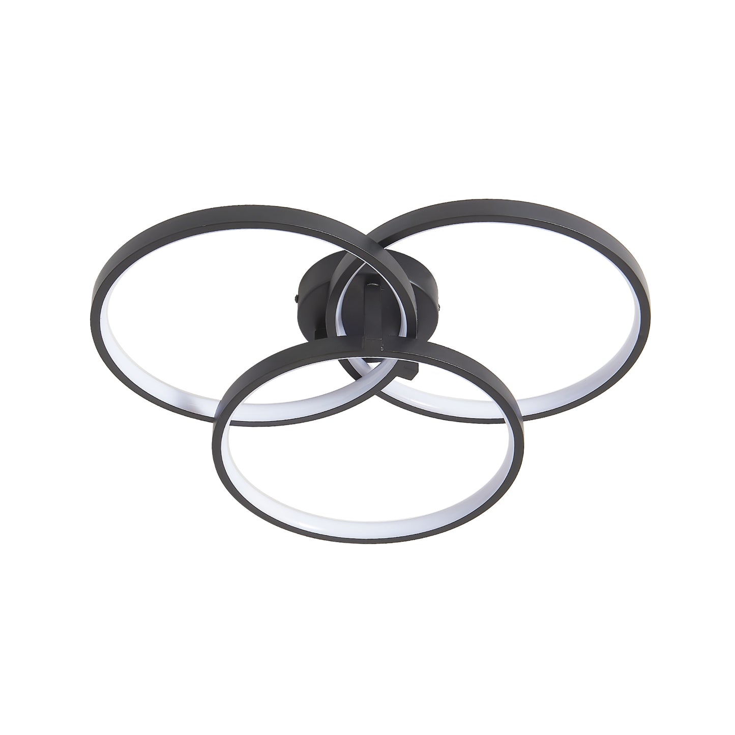 20" Modern Black LED Ceiling Light, 3-Ring Flush Mount Fixture for Living Room, Bedroom, or Dining Room, Sleek and Energy-Efficient Design, Easy Installation