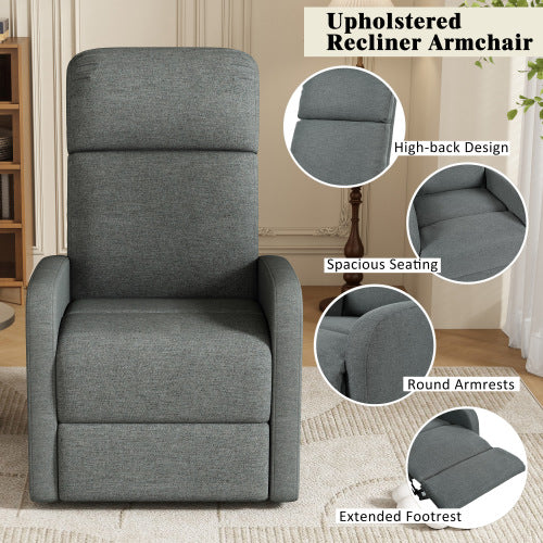 Modern Recliner Manual Recliner Home Theater Manual Recliner Chair with Adjustable Backrest for Living Room,Charcoal