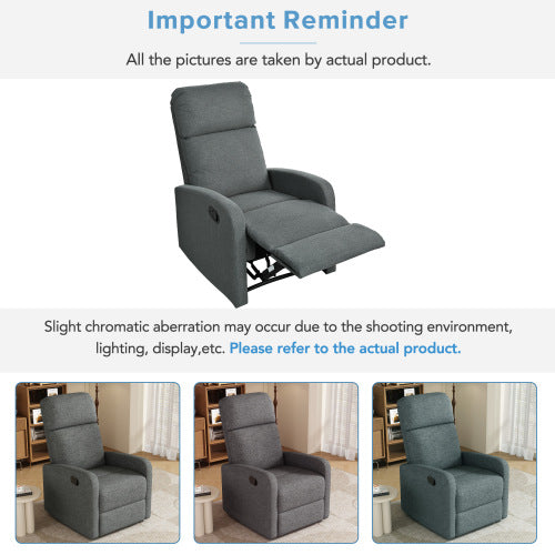Modern Recliner Manual Recliner Home Theater Manual Recliner Chair with Adjustable Backrest for Living Room,Charcoal
