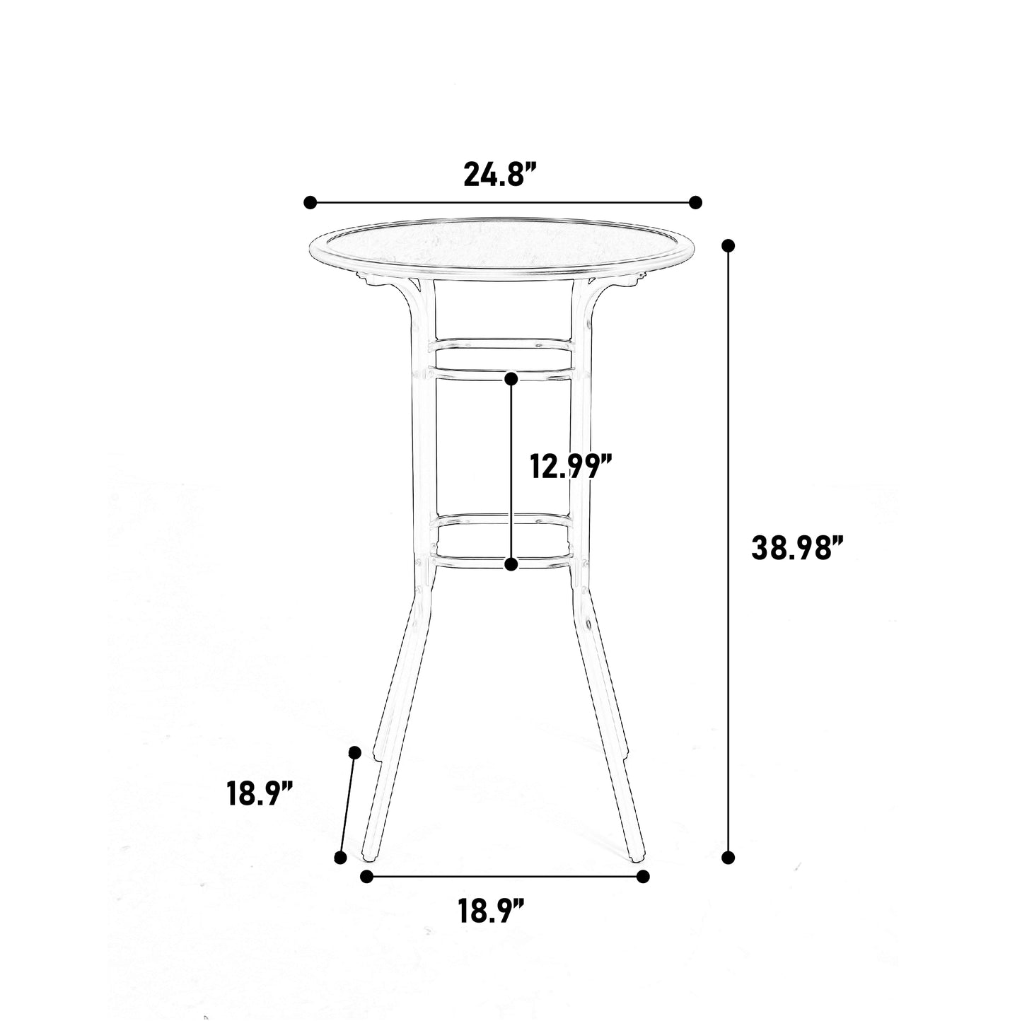 3pcs Outdoor Bar Set, Patio Bar Table and Chairs Set, Bar Height Patio Set - 2 x Swivel Bar Chairs , 1 x Round Bar Table(DPC Wood-Like)-Grey