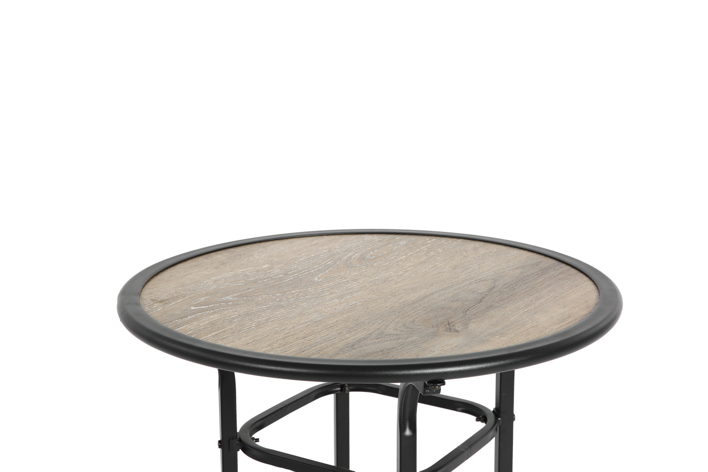 3pcs Outdoor Bar Set, Patio Bar Table and Chairs Set, Bar Height Patio Set - 2 x Swivel Bar Chairs , 1 x Round Bar Table(DPC Wood-Like)-Grey