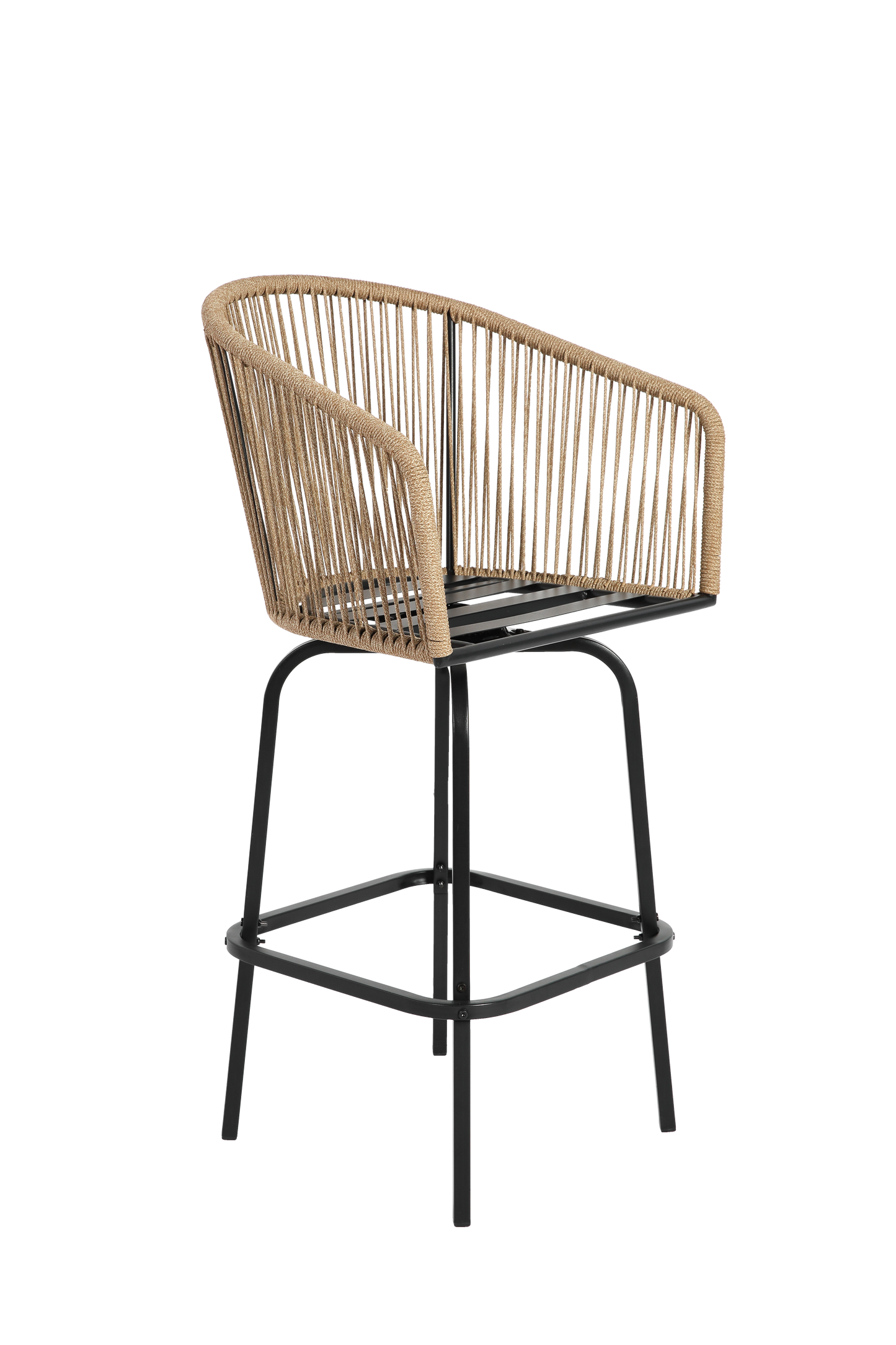 3pcs Outdoor Bar Set, Patio Bar Table and Chairs Set, Bar Height Patio Set - 2 x Swivel Bar Chairs , 1 x Round Bar Table(DPC Wood-Like)-Grey