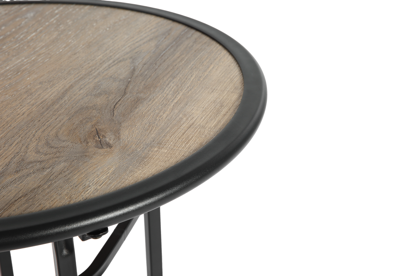 3pcs Outdoor Bar Set, Patio Bar Table and Chairs Set, Bar Height Patio Set - 2 x Swivel Bar Chairs , 1 x Round Bar Table(DPC Wood-Like)-Grey