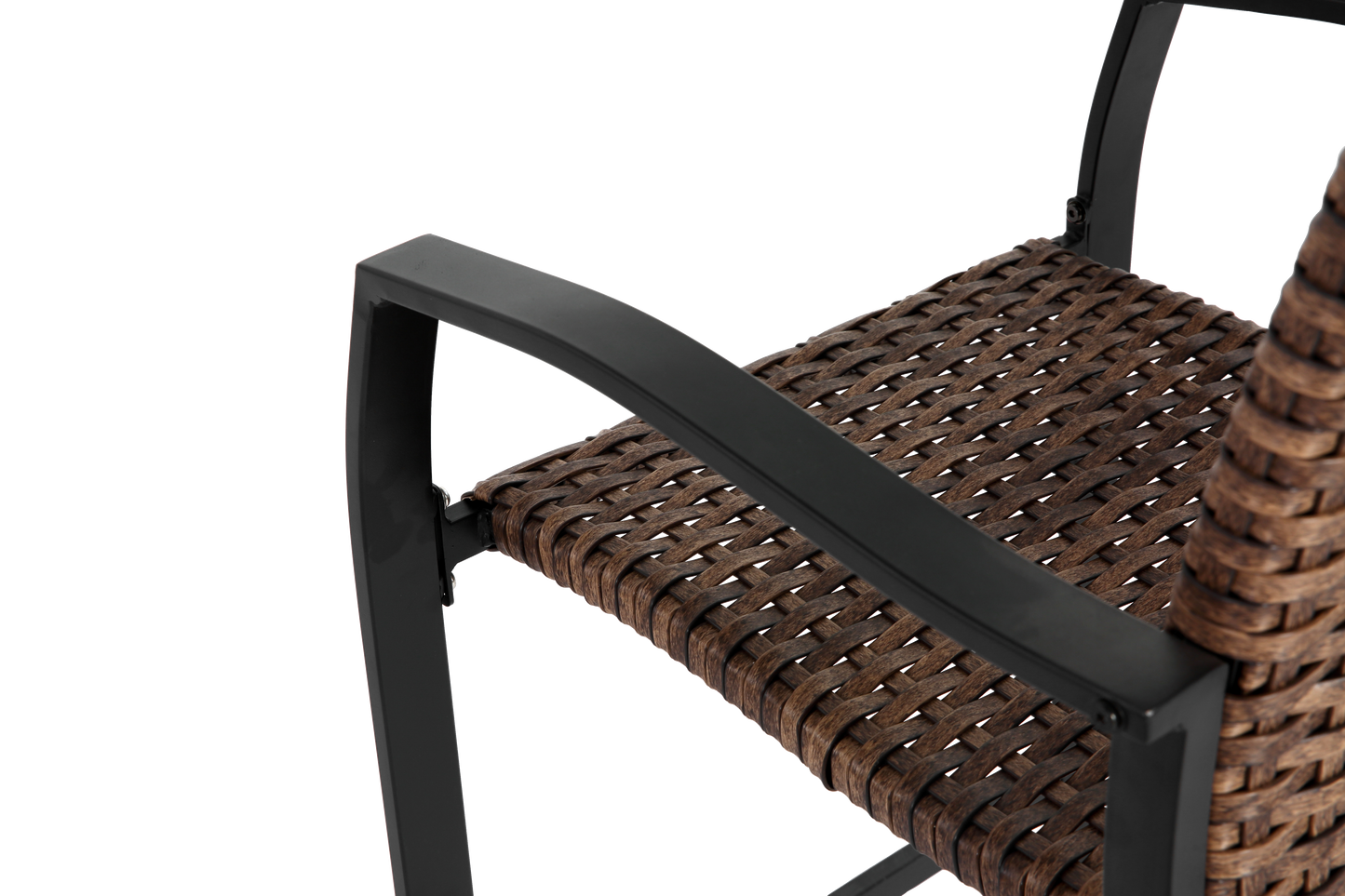 3 Pieces Outdoor Bar Stools Set,Rattan Bar Chairs,with glass table top, Wicker Bar Stools for Backyard, Garden, Pool, Balcony and Deck, Brown