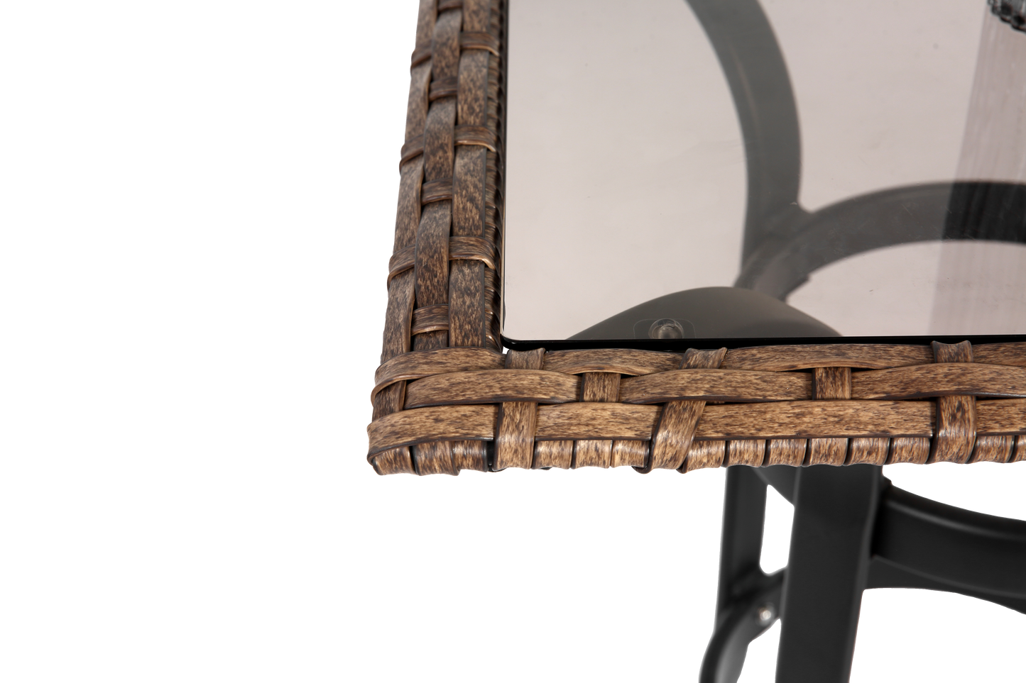 3 Pieces Outdoor Bar Stools Set,Rattan Bar Chairs,with glass table top, Wicker Bar Stools for Backyard, Garden, Pool, Balcony and Deck, Brown