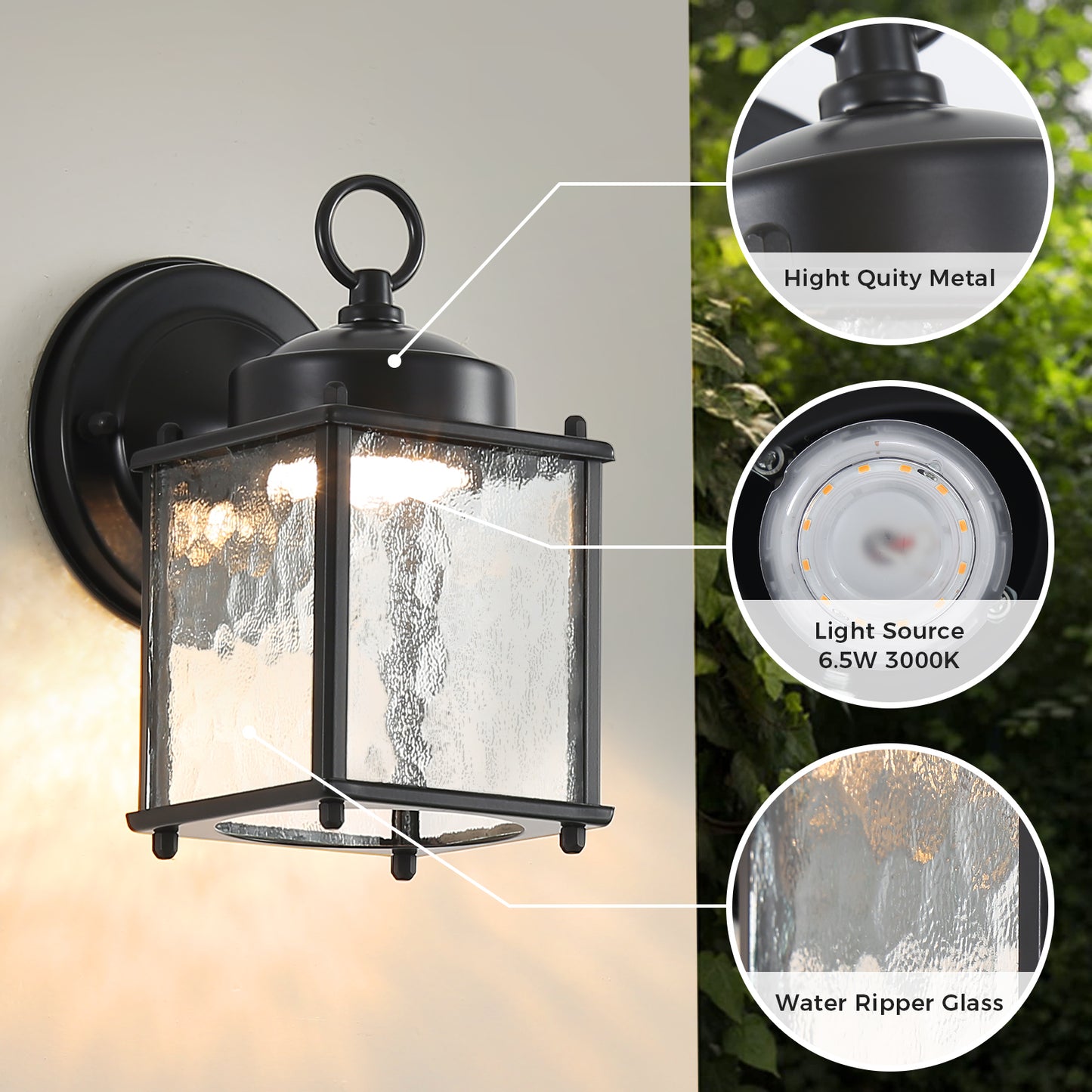 Outdoor Wall Sconce Lights with Clear Glass, Outside Garage Sconce Lighting Waterproof Farmhouse Wall Lantern Lamp for House Patio Doorway