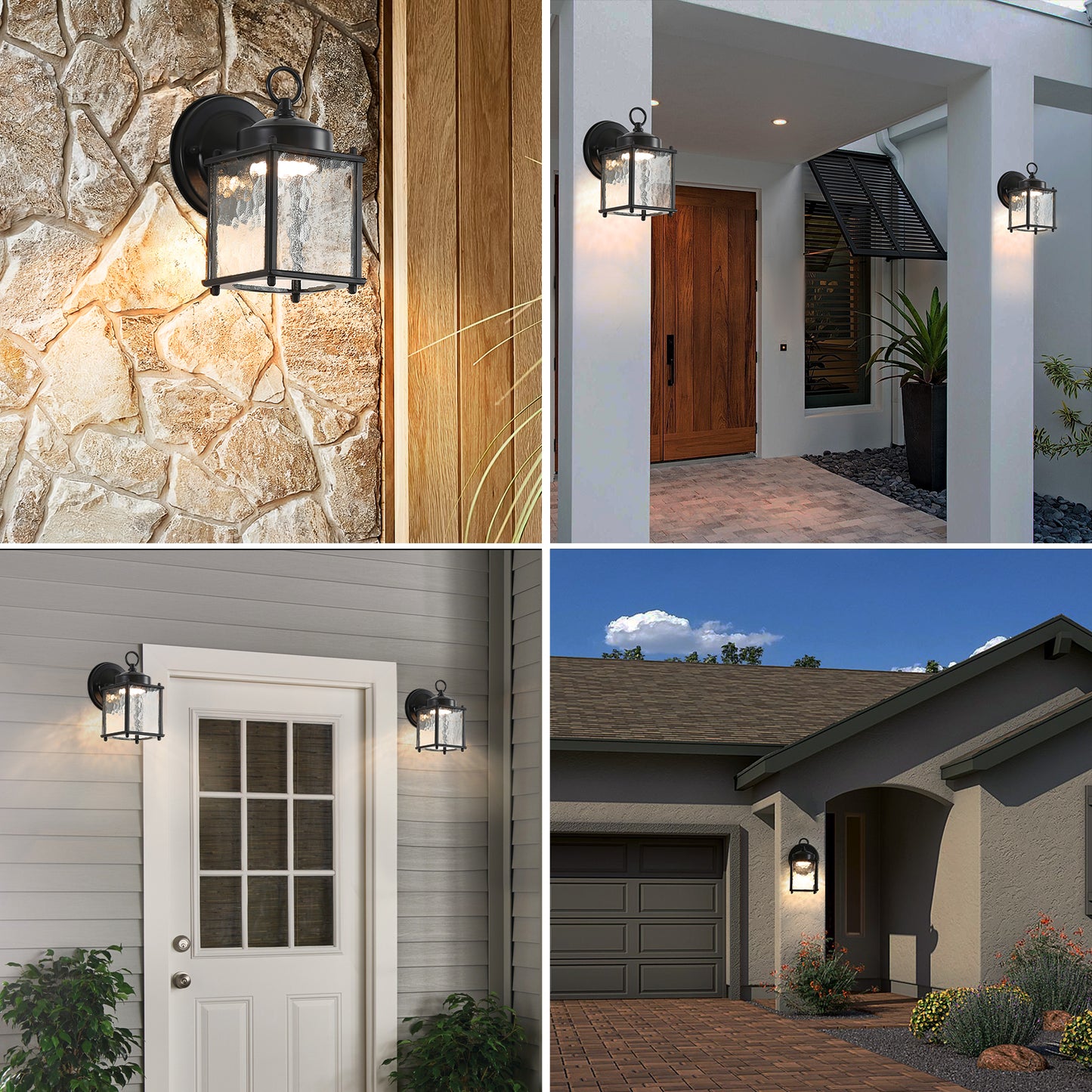 Outdoor Wall Sconce Lights with Clear Glass, Outside Garage Sconce Lighting Waterproof Farmhouse Wall Lantern Lamp for House Patio Doorway