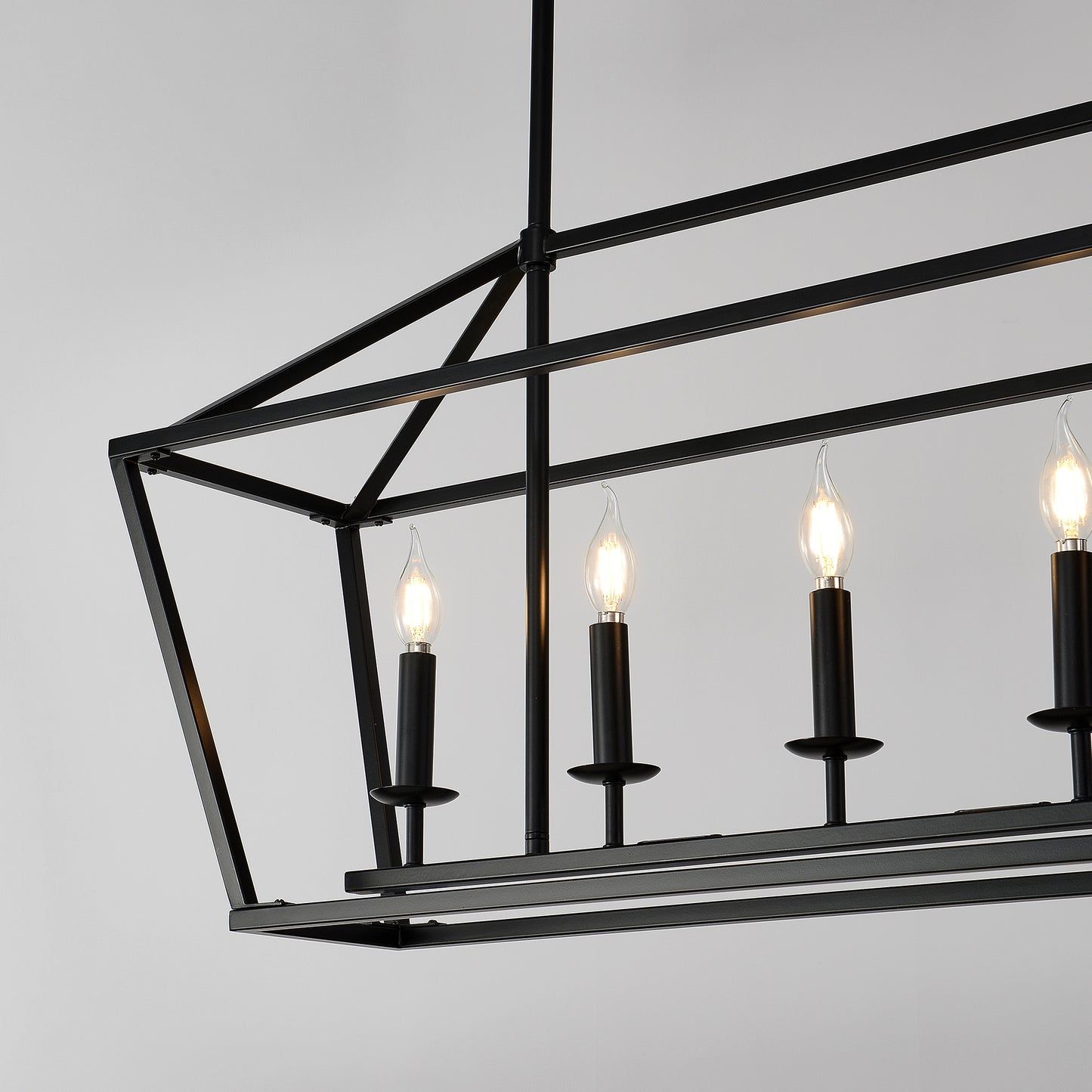 5-Light Farmhouse Kitchen Island Lighting,5 Light Industrial Linear Chandelier for Dining Room Metal Matte Black Finish Hanging Pendant Light Fixture for Bedroom Living Room Hallway Conference Room