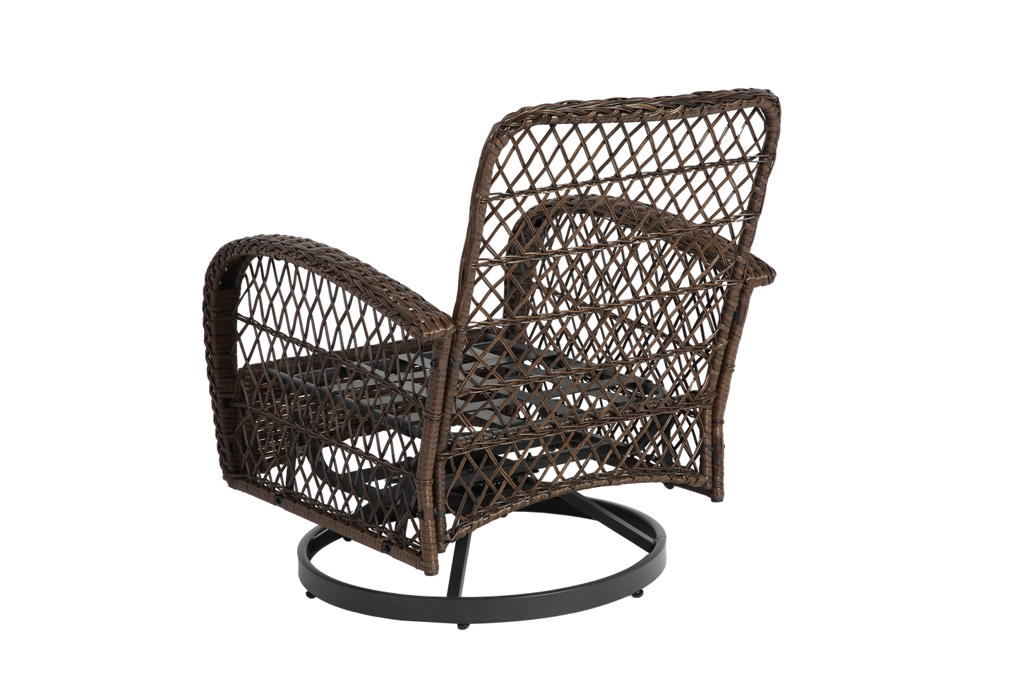 3 Pieces Outdoor Swivel Rocker Patio Chairs, 360 Degree Rocking Patio Conversation Set with Thickened Cushions and Glass Coffee Table for Backyard, Grey