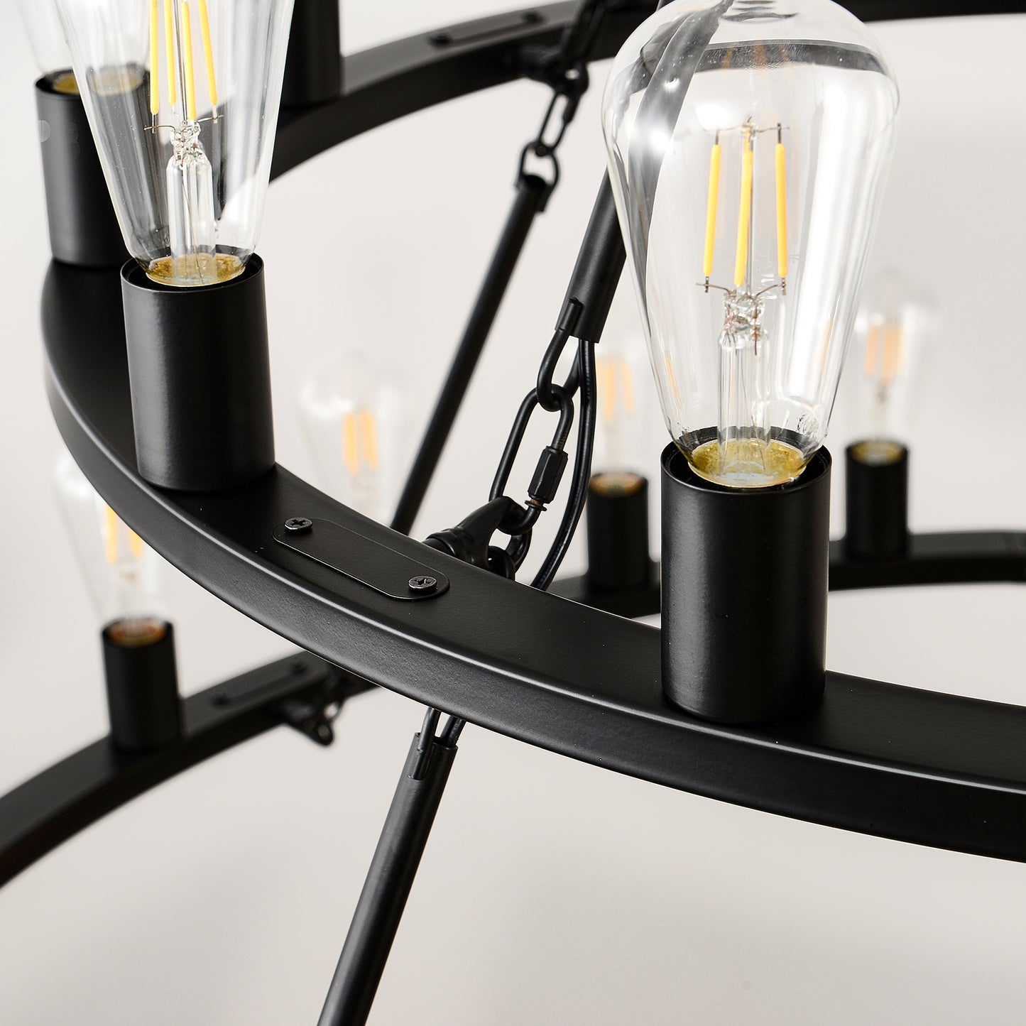 48 Inch Black Extra Large Wagon Wheel Chandelier, 2 Tier 36-Lights(No Include) Farmhouse Industrial Round High Ceiling Pendant Light Adjustable Chain, for Dining Room, Living Room,Kitchen