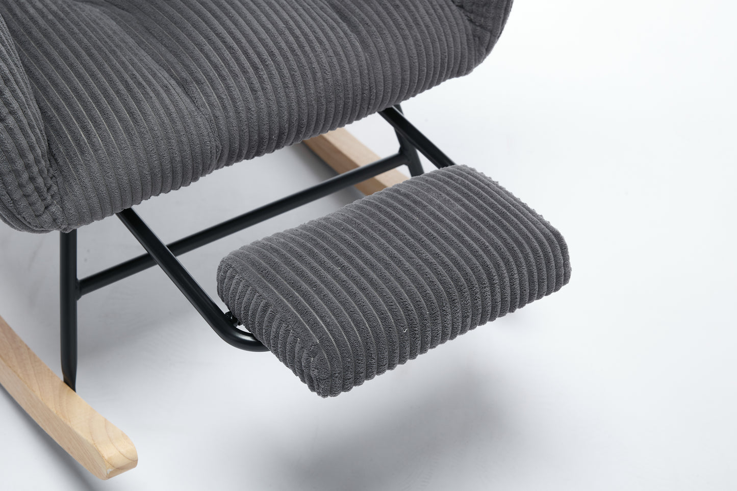 Modern Nursery Rocking Chair, Upholstered Glider Chair with High Backrest, Rocker Accent Armchair with Solid Wood Legs for Nursery Bedroom Living Room DARK GRAY