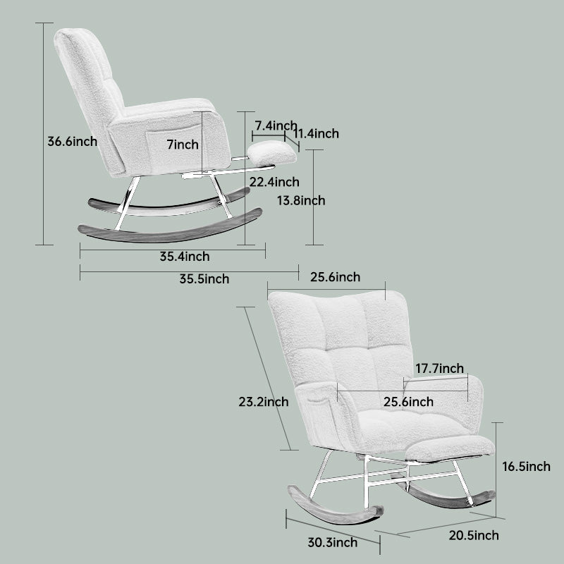 Modern Nursery Rocking Chair, Upholstered Glider Chair with High Backrest, Rocker Accent Armchair with Solid Wood Legs for Nursery Bedroom Living Room DARK GRAY