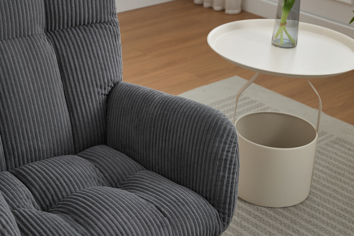 Modern Nursery Rocking Chair, Upholstered Glider Chair with High Backrest, Rocker Accent Armchair with Solid Wood Legs for Nursery Bedroom Living Room DARK GRAY