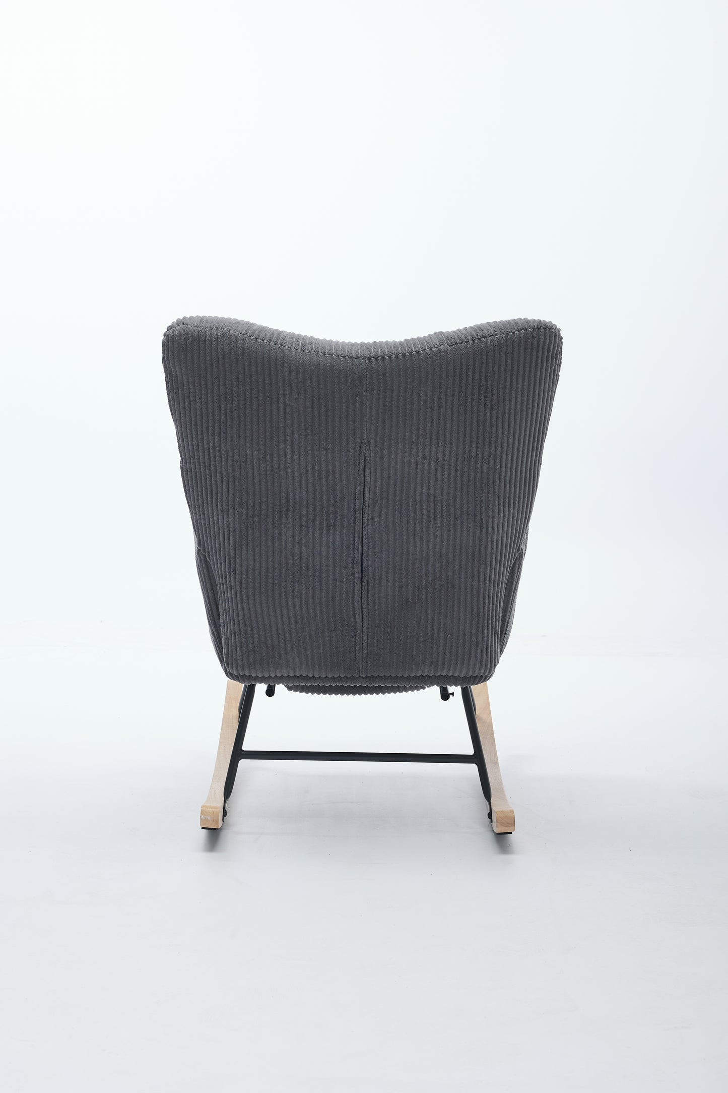 Modern Nursery Rocking Chair, Upholstered Glider Chair with High Backrest, Rocker Accent Armchair with Solid Wood Legs for Nursery Bedroom Living Room DARK GRAY