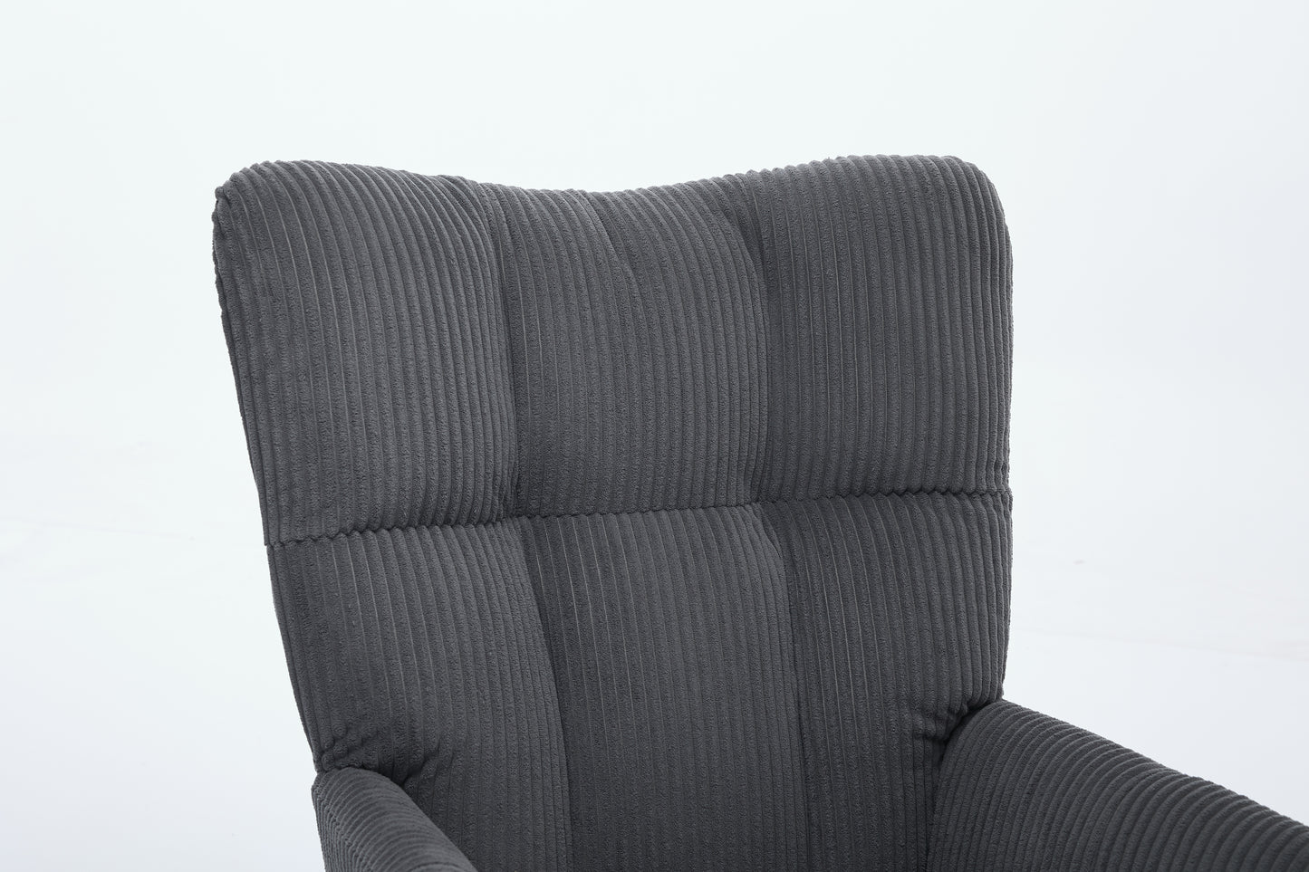 Modern Nursery Rocking Chair, Upholstered Glider Chair with High Backrest, Rocker Accent Armchair with Solid Wood Legs for Nursery Bedroom Living Room DARK GRAY