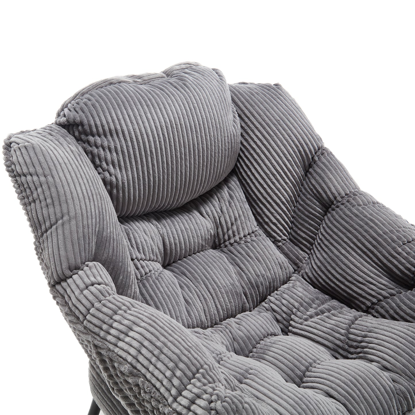 Lazy Chair with Ottoman, Modern Lounge Accent Chair with Armrests and a Side Pocket, Leisure Upholstered Sofa Chair Reading Chair with Footrest for Small Space, Corner Chair-Grey