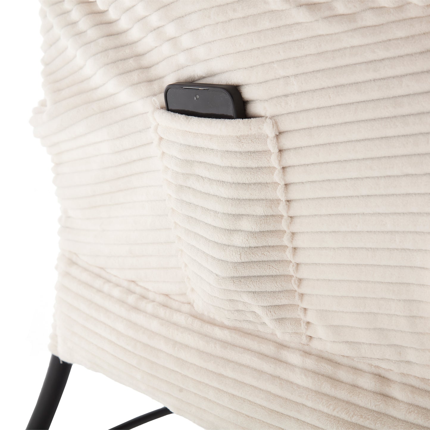 Lazy Chair with Ottoman, Modern Lounge Accent Chair with Armrests and a Side Pocket, Leisure Upholstered Sofa Chair Reading Chair with Footrest for Small Space, Corner Chair-White