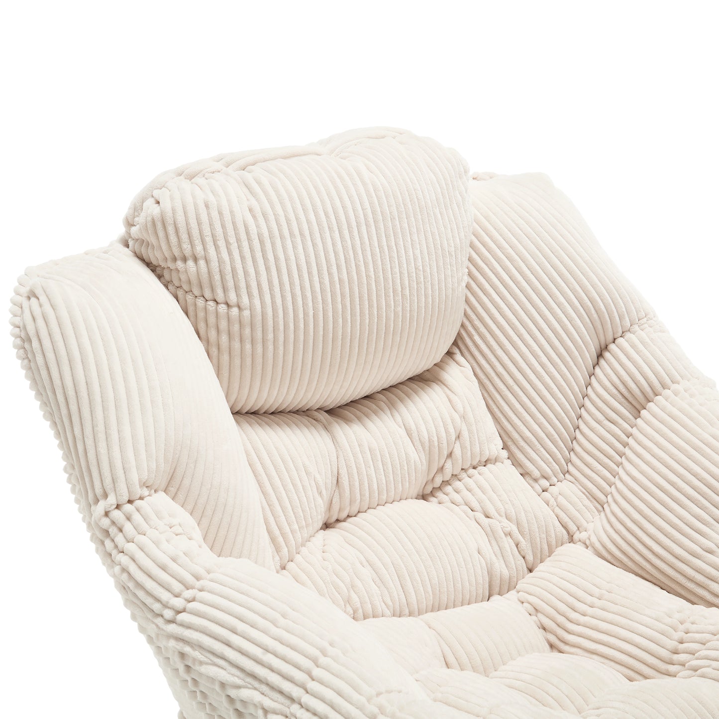 Lazy Chair with Ottoman, Modern Lounge Accent Chair with Armrests and a Side Pocket, Leisure Upholstered Sofa Chair Reading Chair with Footrest for Small Space, Corner Chair-White