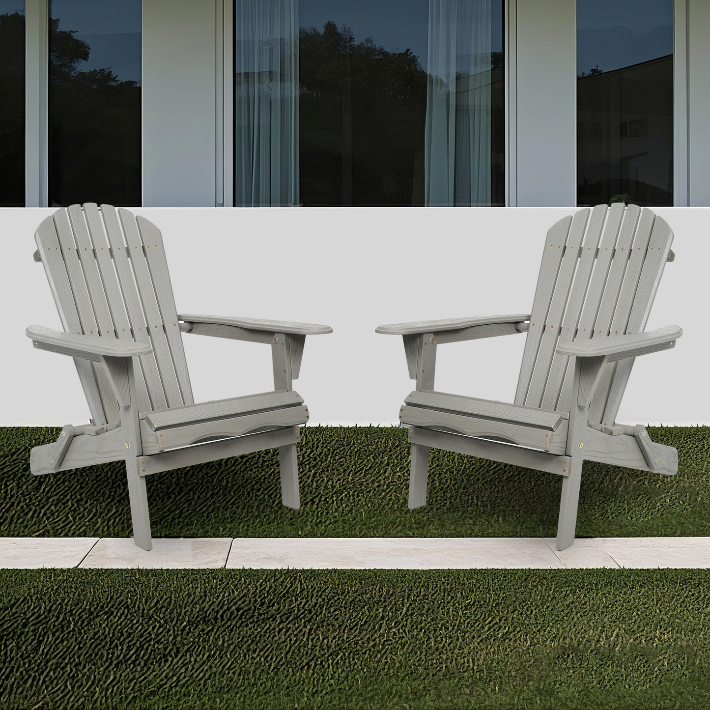 Wood Lounge Patio Chair for Garden Outdoor Wooden Folding Embossed Adirondack Chair Set of 2 Solid Cedar Wood Lounge Patio Chair with Wood Grain